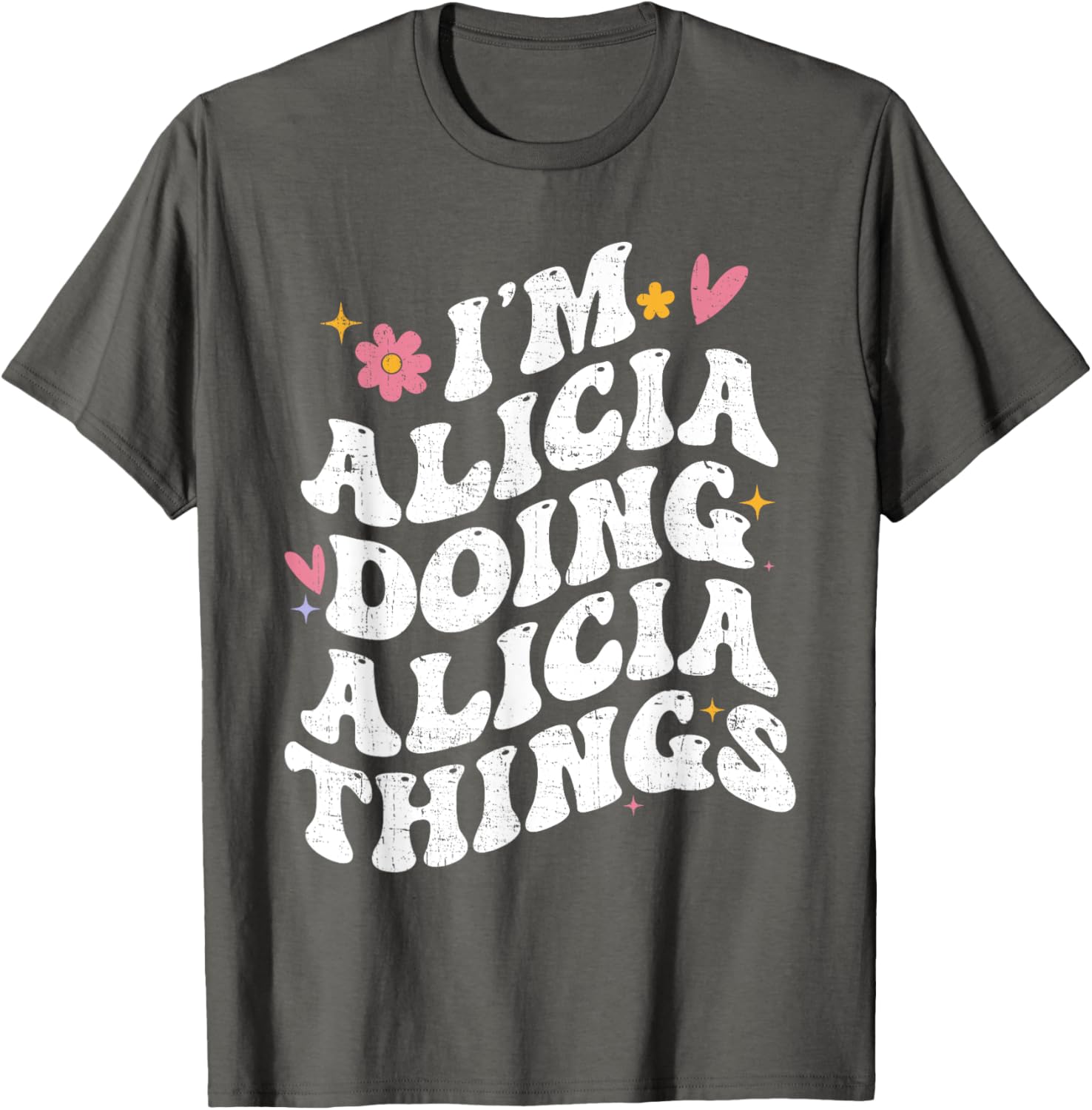 Retro Groovy I'm Alicia Doing Alicia Things Personalized T-Shirt - 7