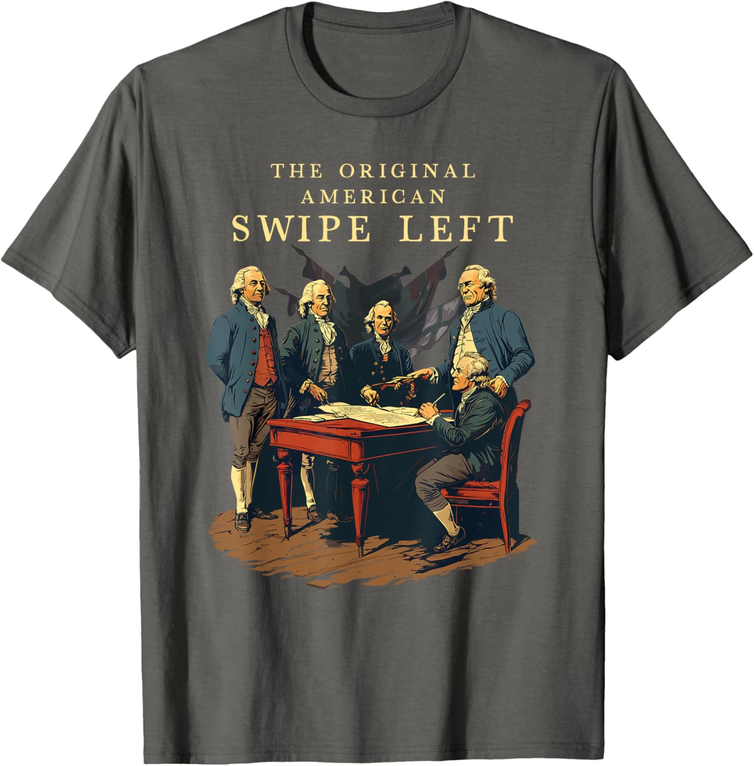 Declaration of Independence Swipe Left T-Shirt for American History Lovers - 8