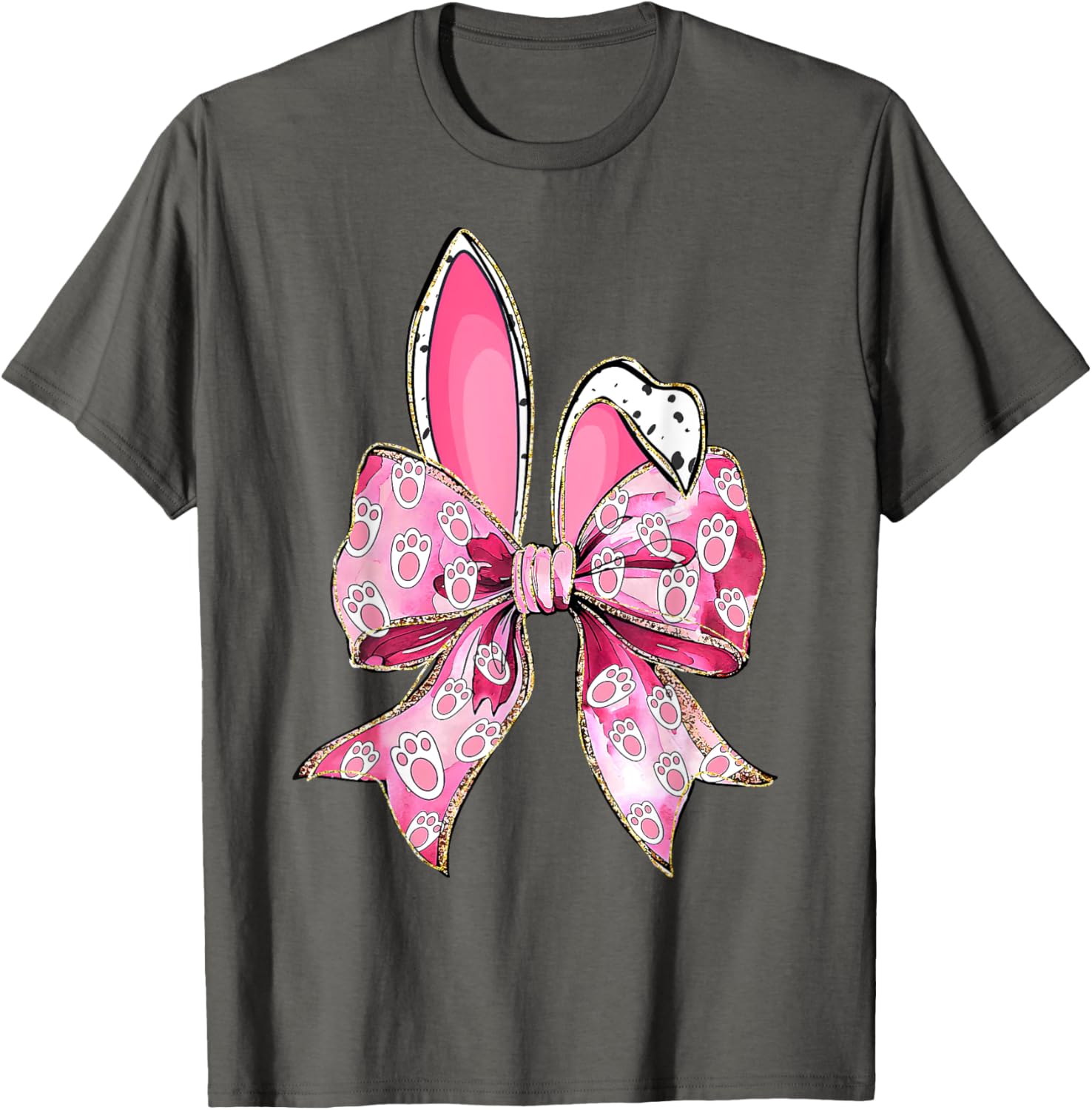 Happy Easter Bunny Coquette Bow Ears T-Shirt for Girls and Women - 9