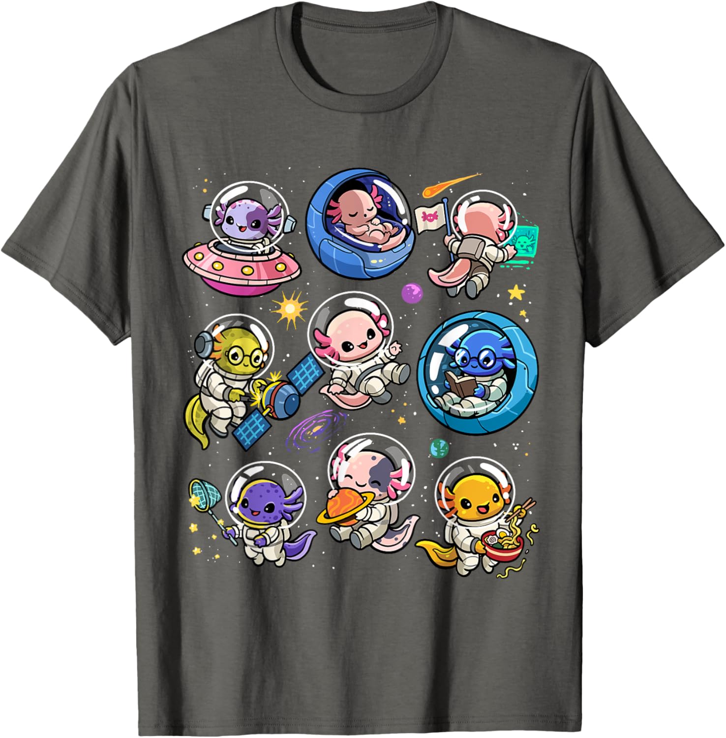 Cute Galaxy Axolotl Astronaut T-Shirt for Space Lovers and Kids - 3