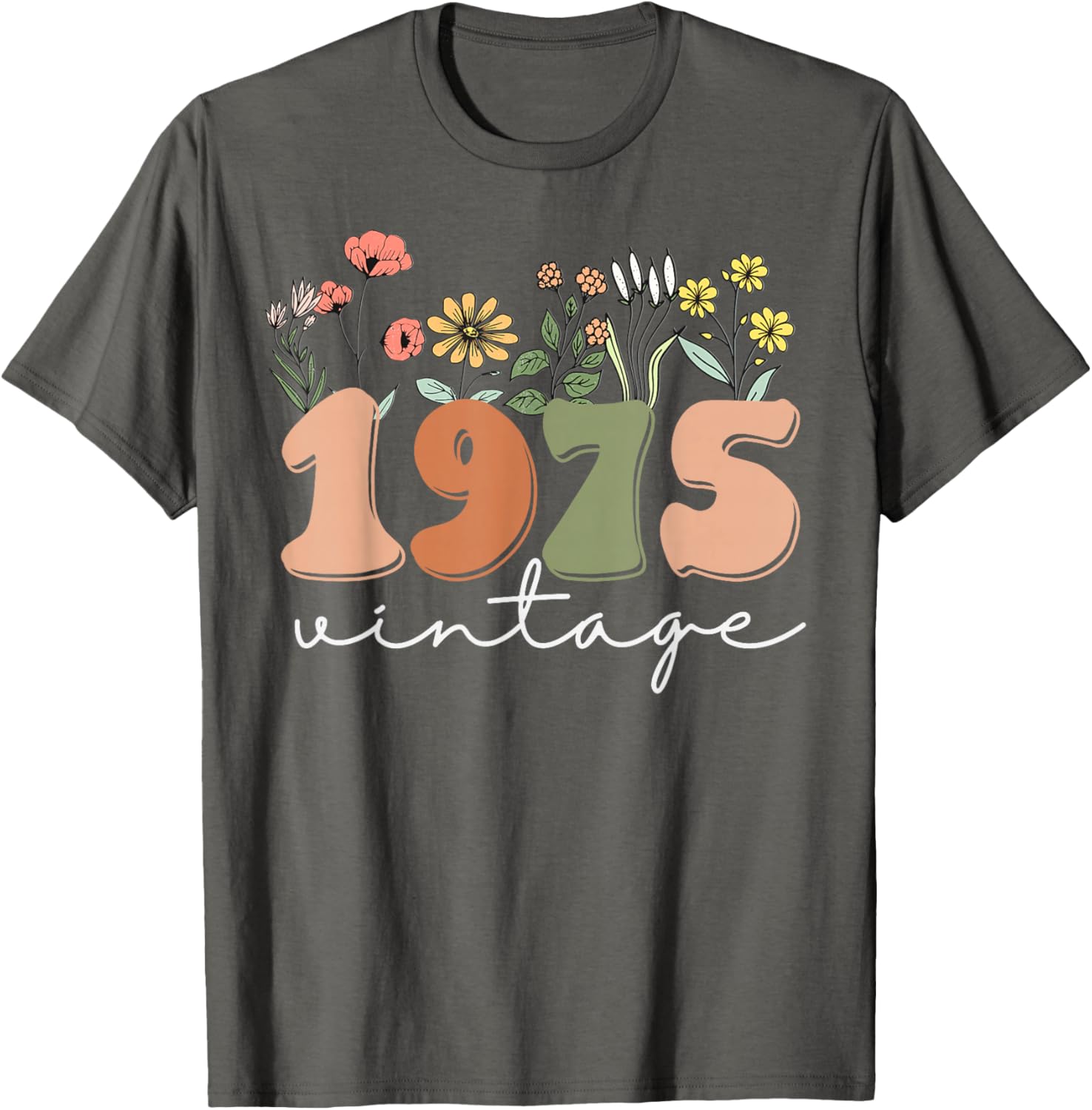Vintage 1975 50th Birthday Wildflower T-Shirt for Women - 11