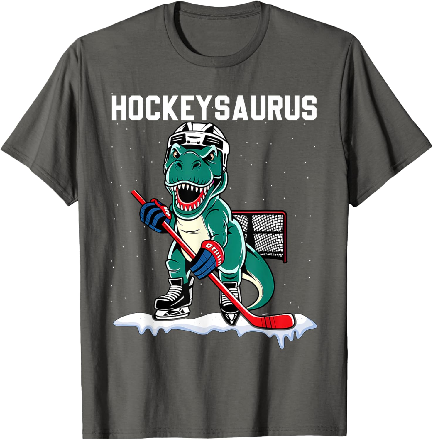 Ice Hockey Dinosaur Kids T-Shirt for Boys - Fun Hockeysaurus Design - 8