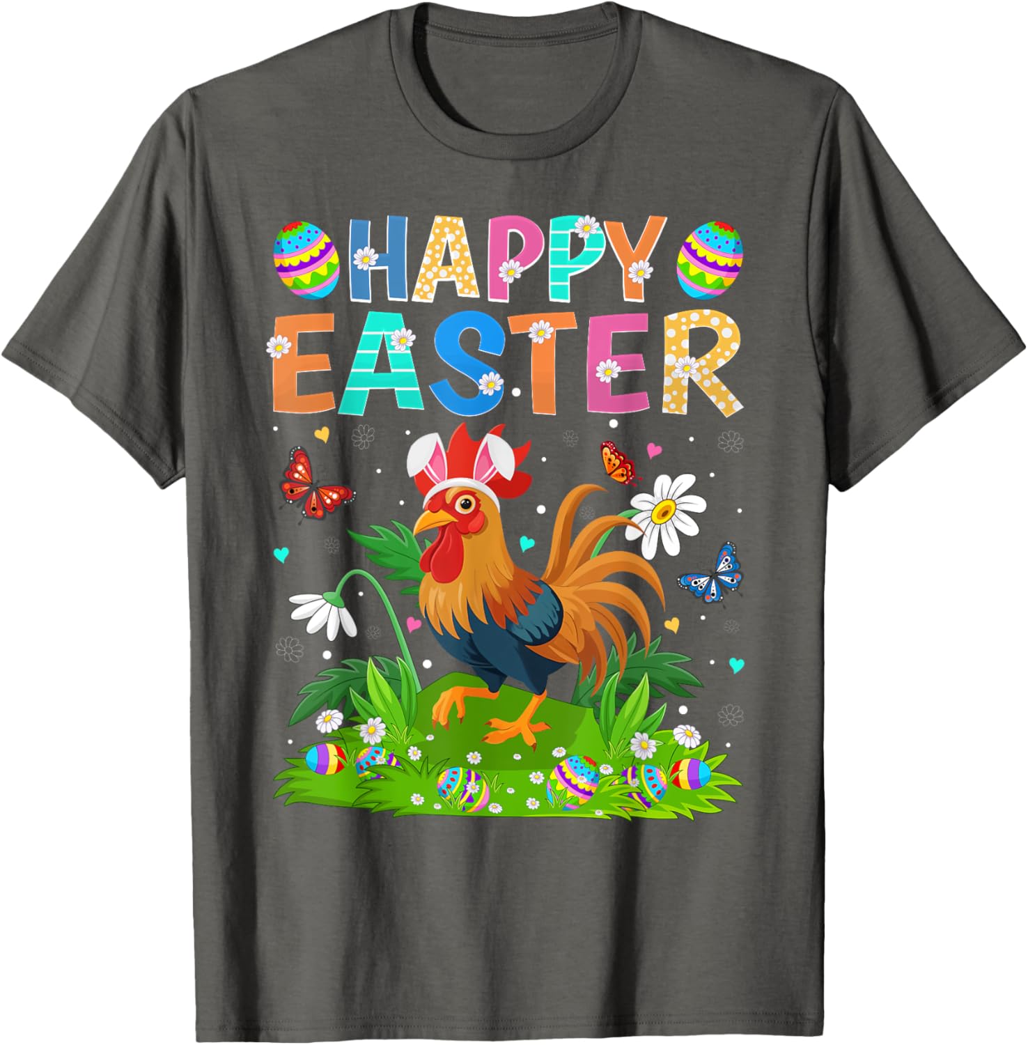 Rooster Happy Easter Egg Hunt Bunny Ear T-Shirt for Easter Sunday Fun - 20