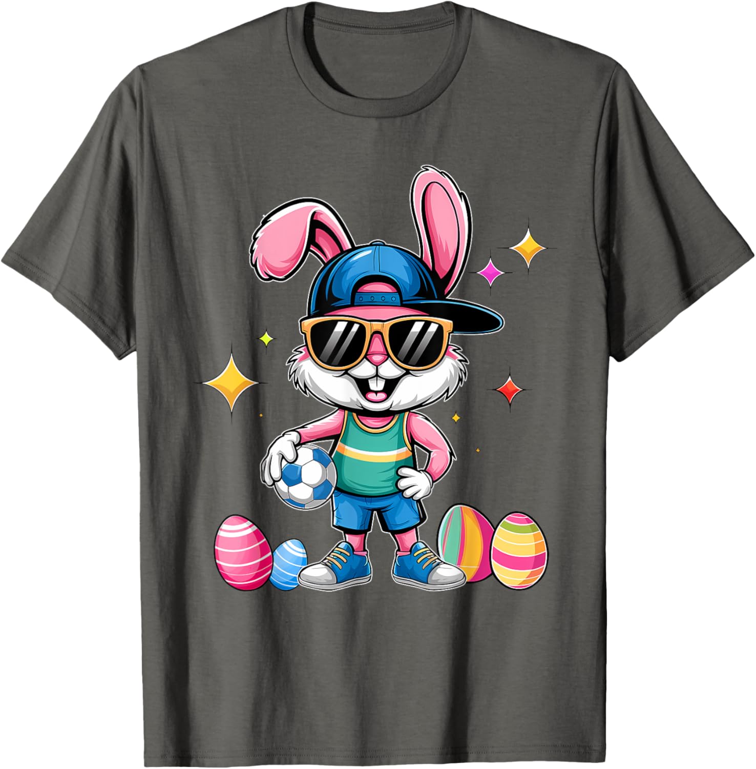 Happy Easter Bunny Soccer Kids T-Shirt for Boys Fun Sports Wear - 17