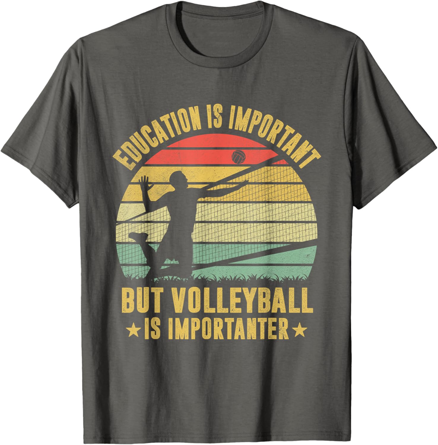 Retro Volleyball T-Shirt Education Is Important But Volleyball Is Importanter - 13