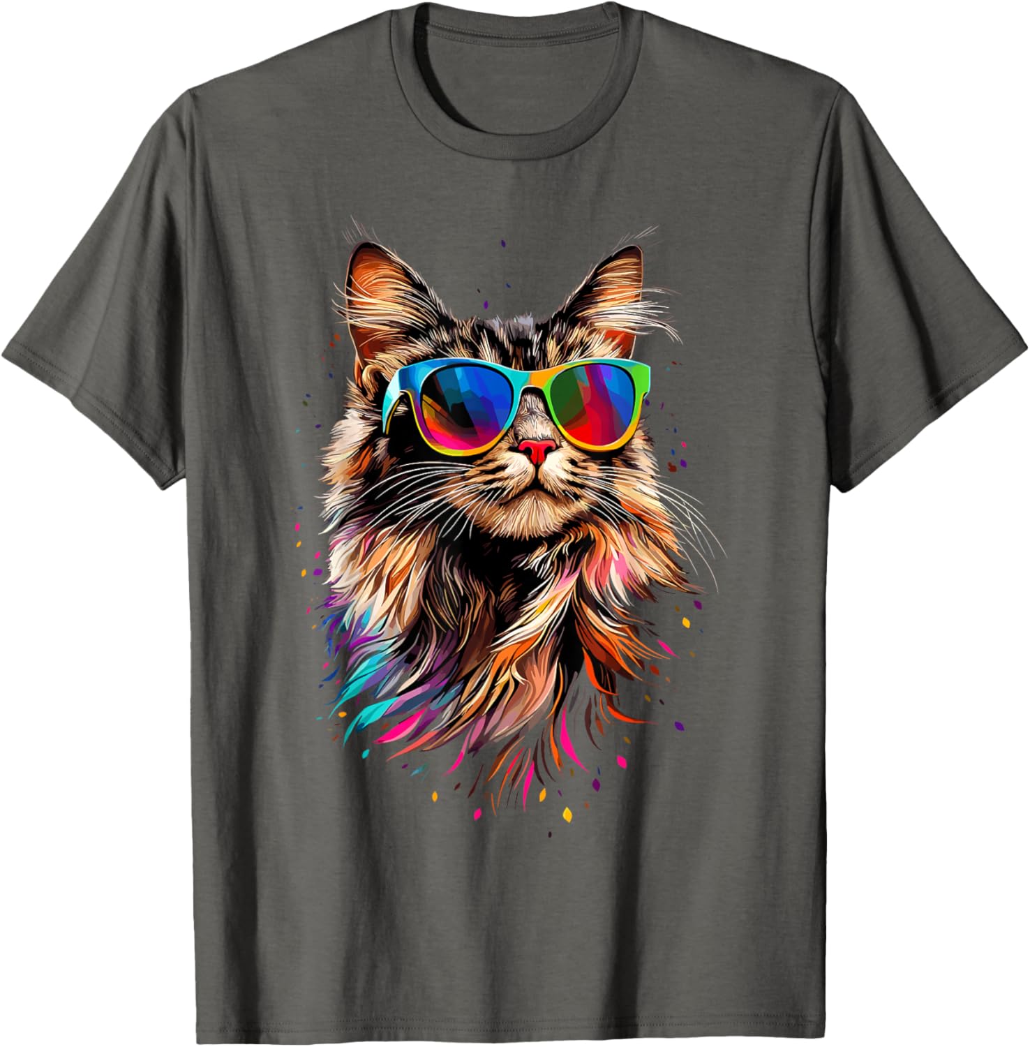 Cute Maine Coon Cat Sunglasses T-Shirt for Cat Lovers - Fun Apparel - 8