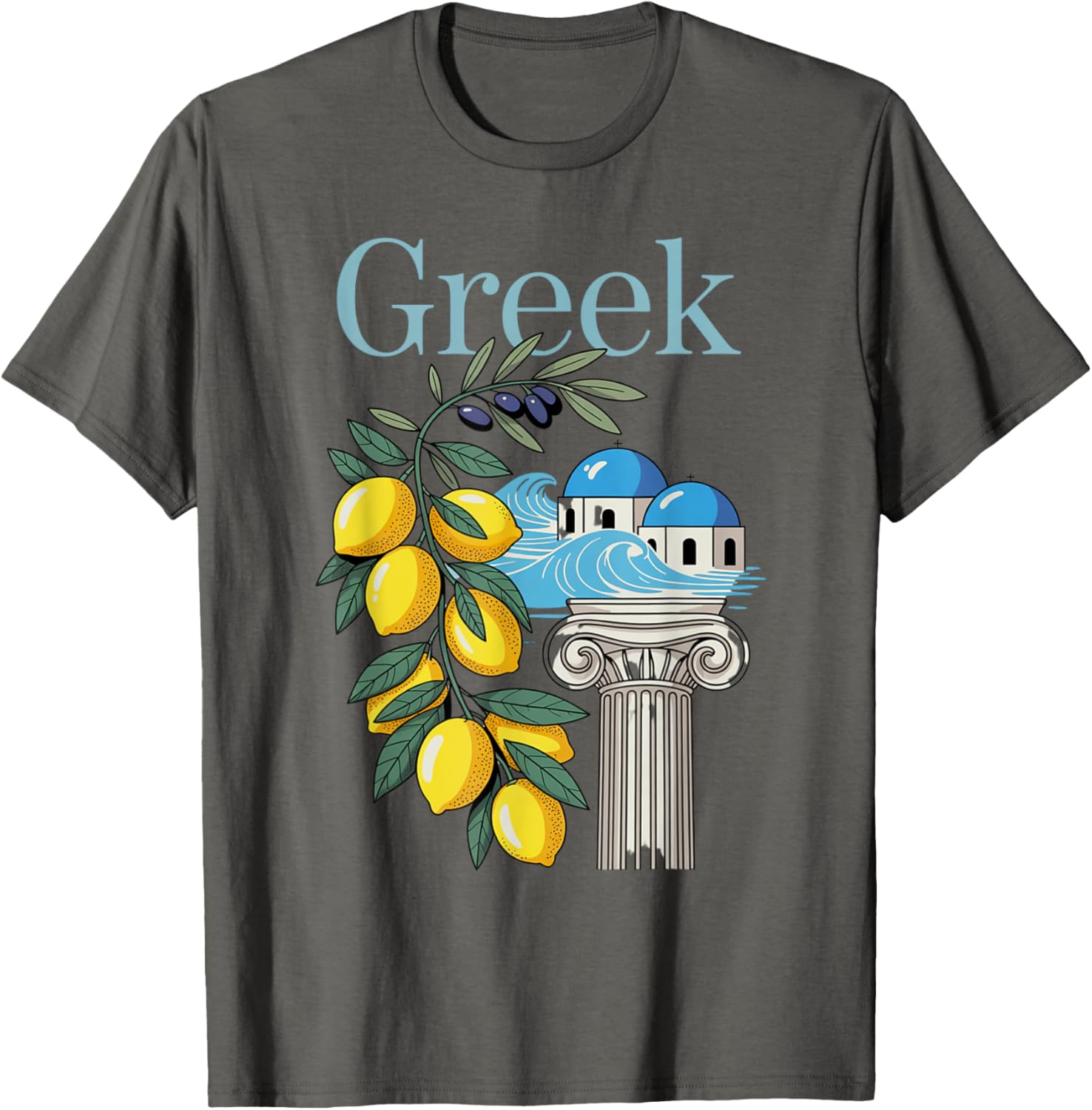 Greek Culture T-Shirt Featuring Lemons and Iconic Architecture Souvenir - 24
