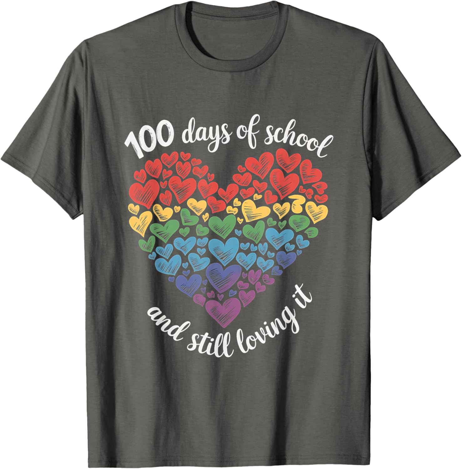 100th Day of School Rainbow Hearts T-Shirt for Kids and Teachers - 4