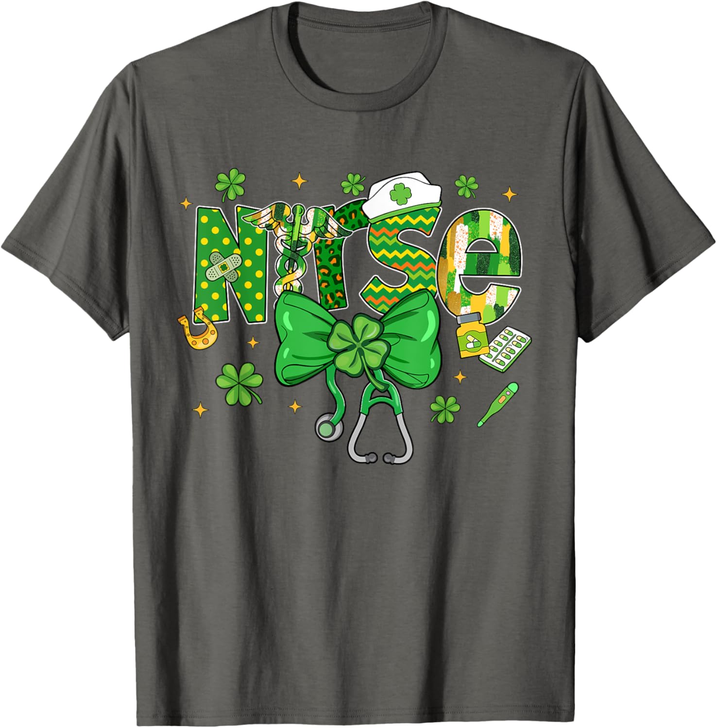 Irish Nurse Stethoscope St Patrick's Day T-Shirt for Healthcare Heroes - 19