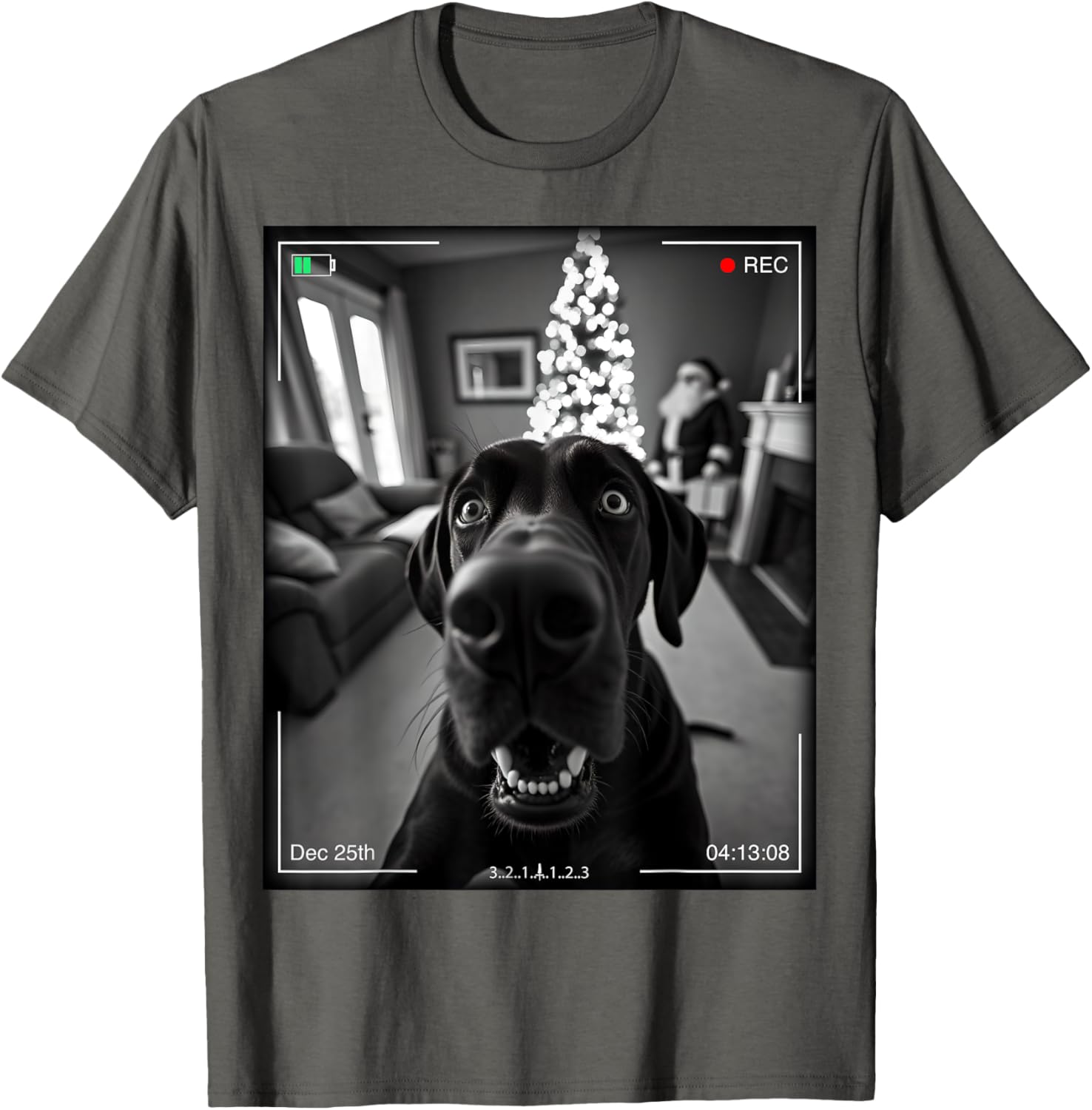 Great Dane Catches Santa on Camera Christmas T-Shirt for Dog Lovers - 5