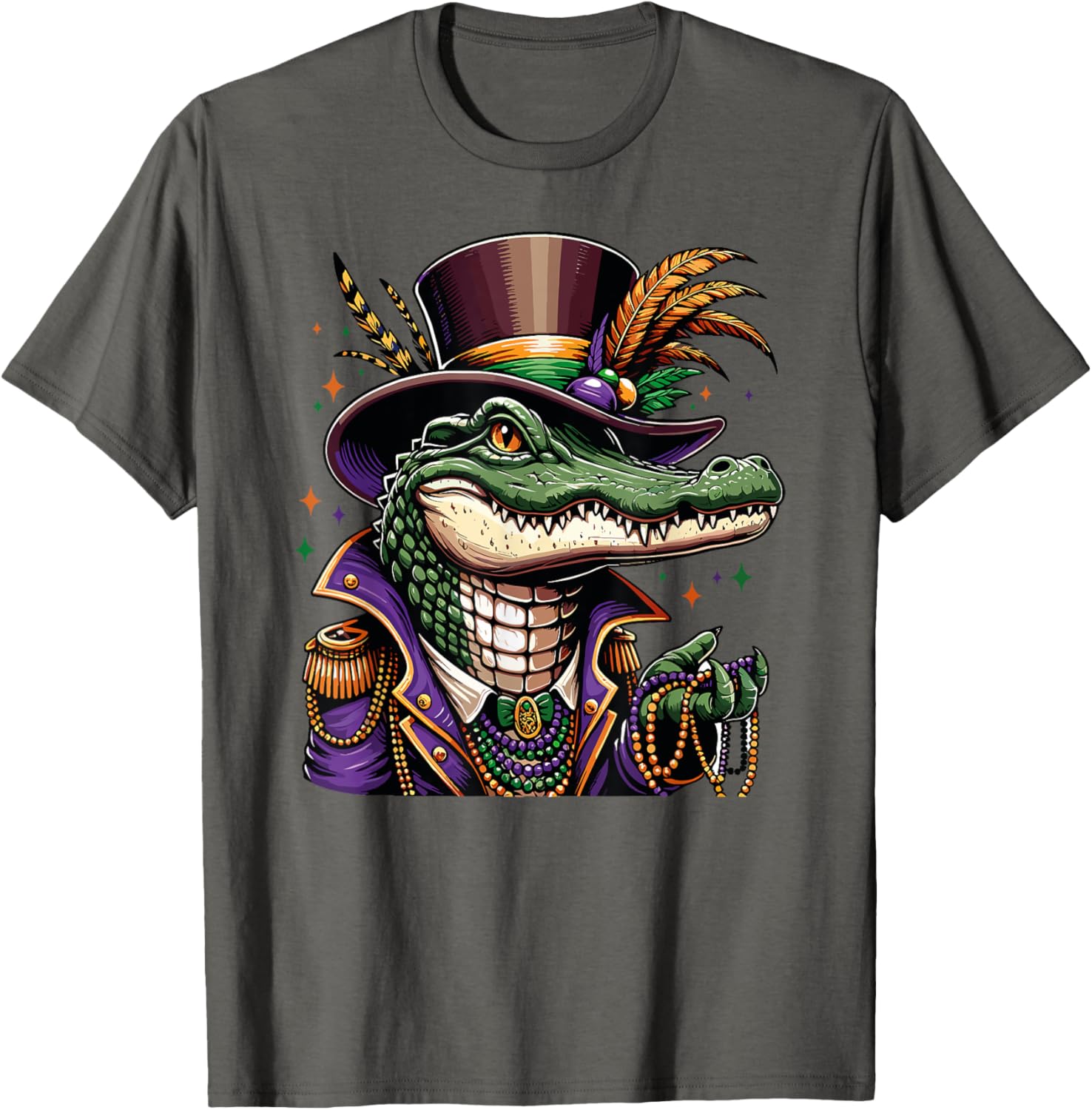 Mardigator Mardi Gras Alligator T-Shirt for Fun Men and Women - 12