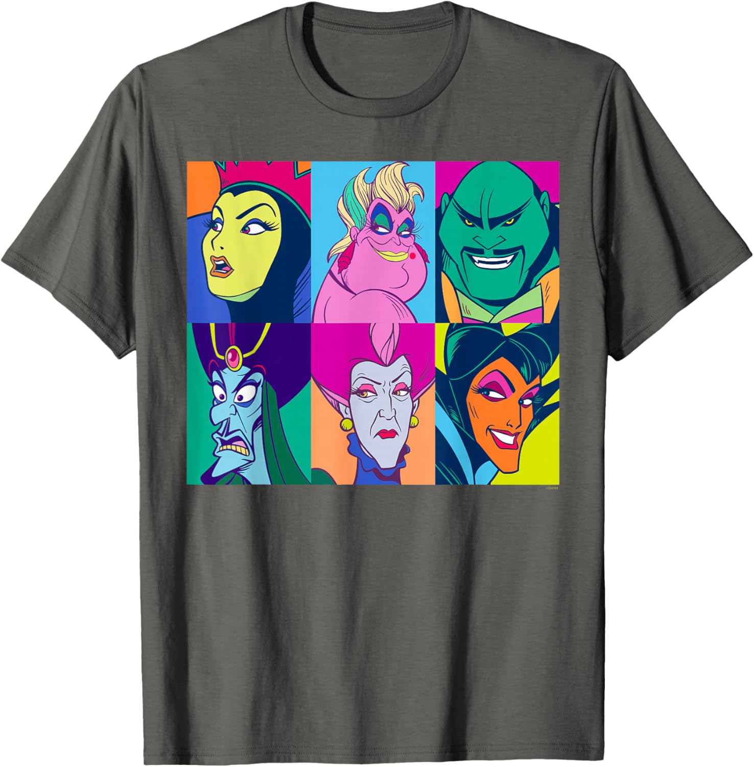 Disney Villains Retro Color Grid T-Shirt for Fans of Classic Characters - 5