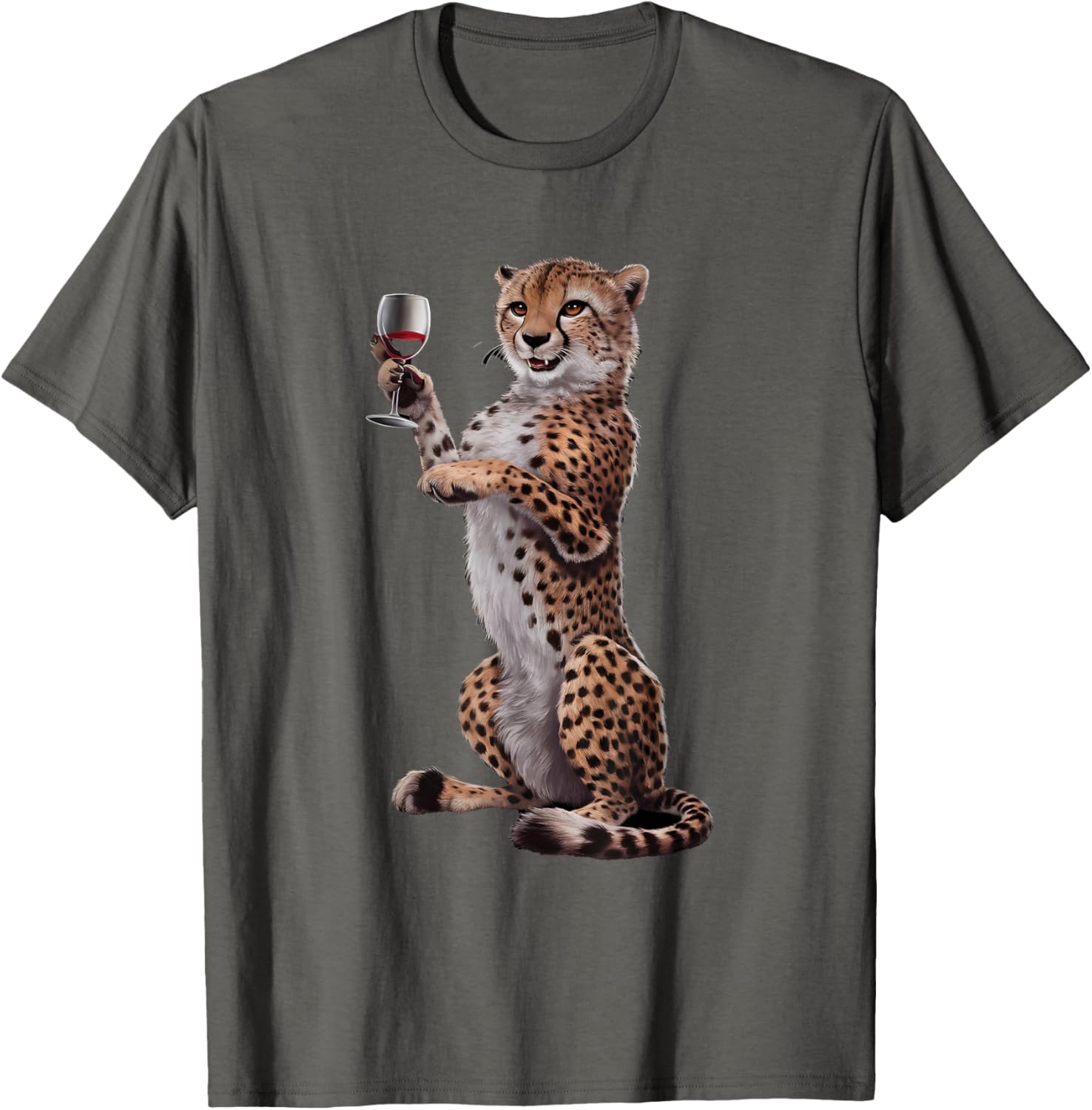 Cheetah Drinking Wine T-Shirt Fun Animal Lover Apparel for All Occasions - 3