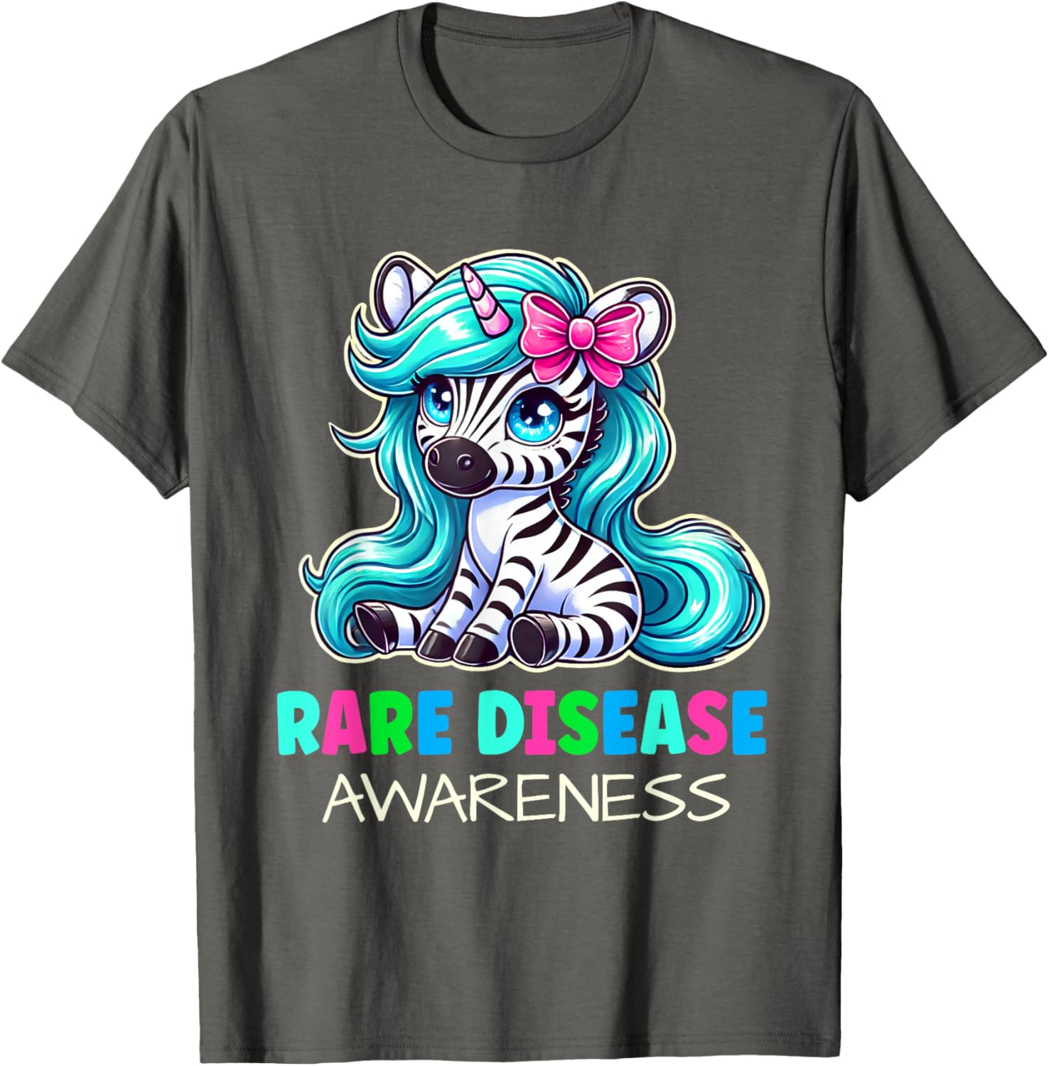 Rare Disease Awareness Zabra Ribbon Kids T-Shirt for Rare Disease Day - 9