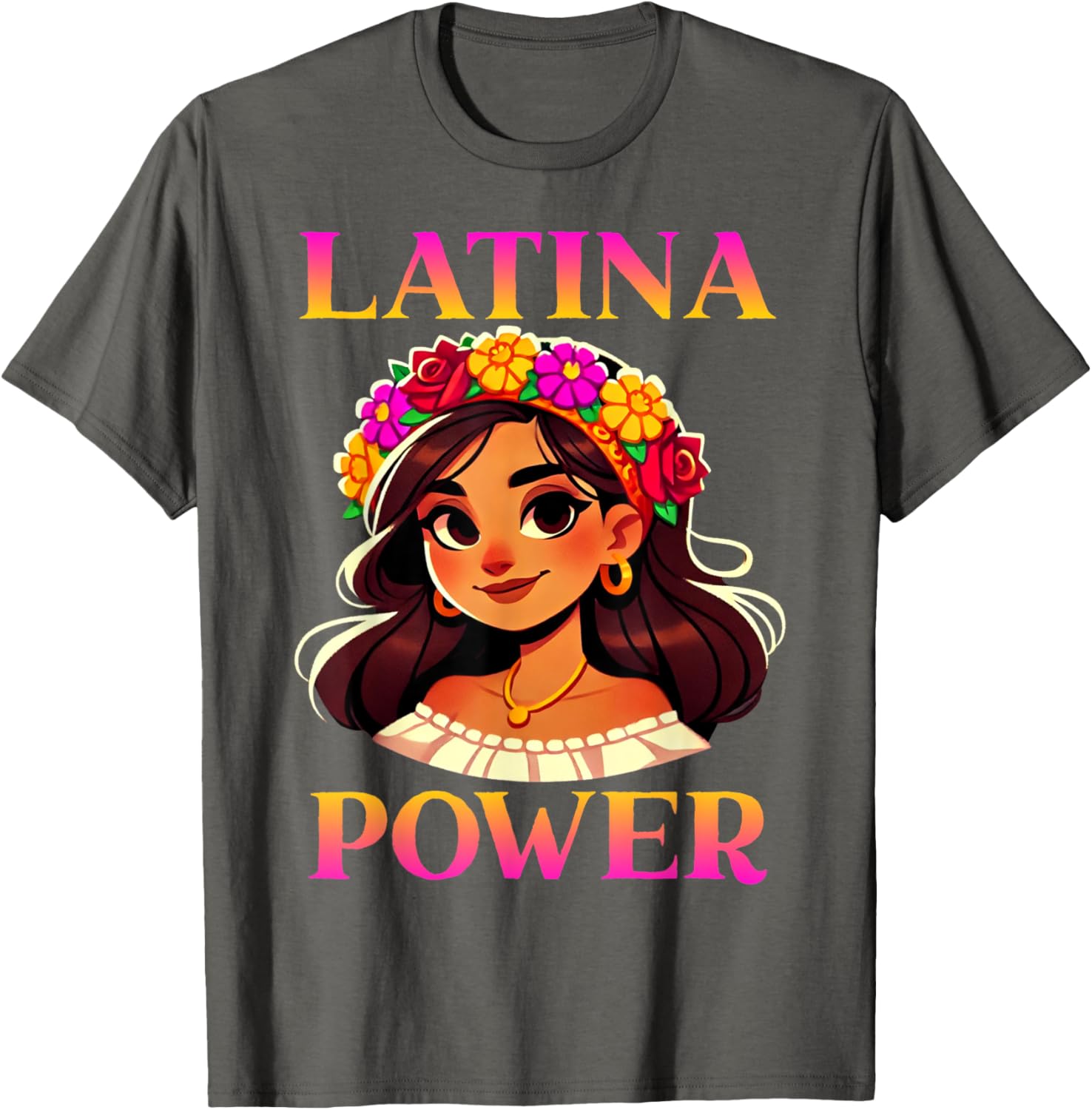 Latina Power Floral Headband T-Shirt for Proud Mexican Women - 13
