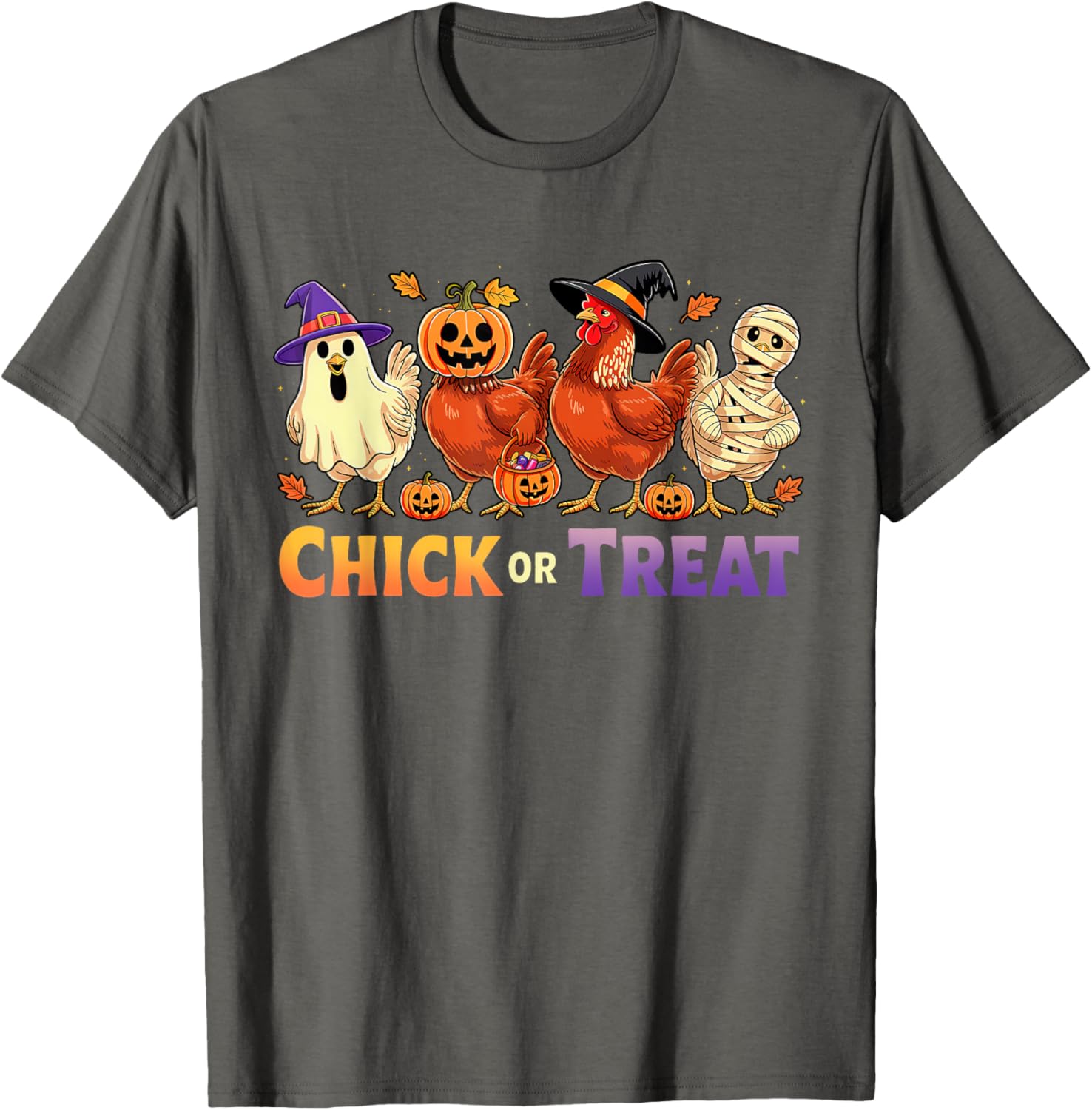 Funny Chick or Treat Halloween Witch Spooky Chicken Farmer T-Shirt - 12