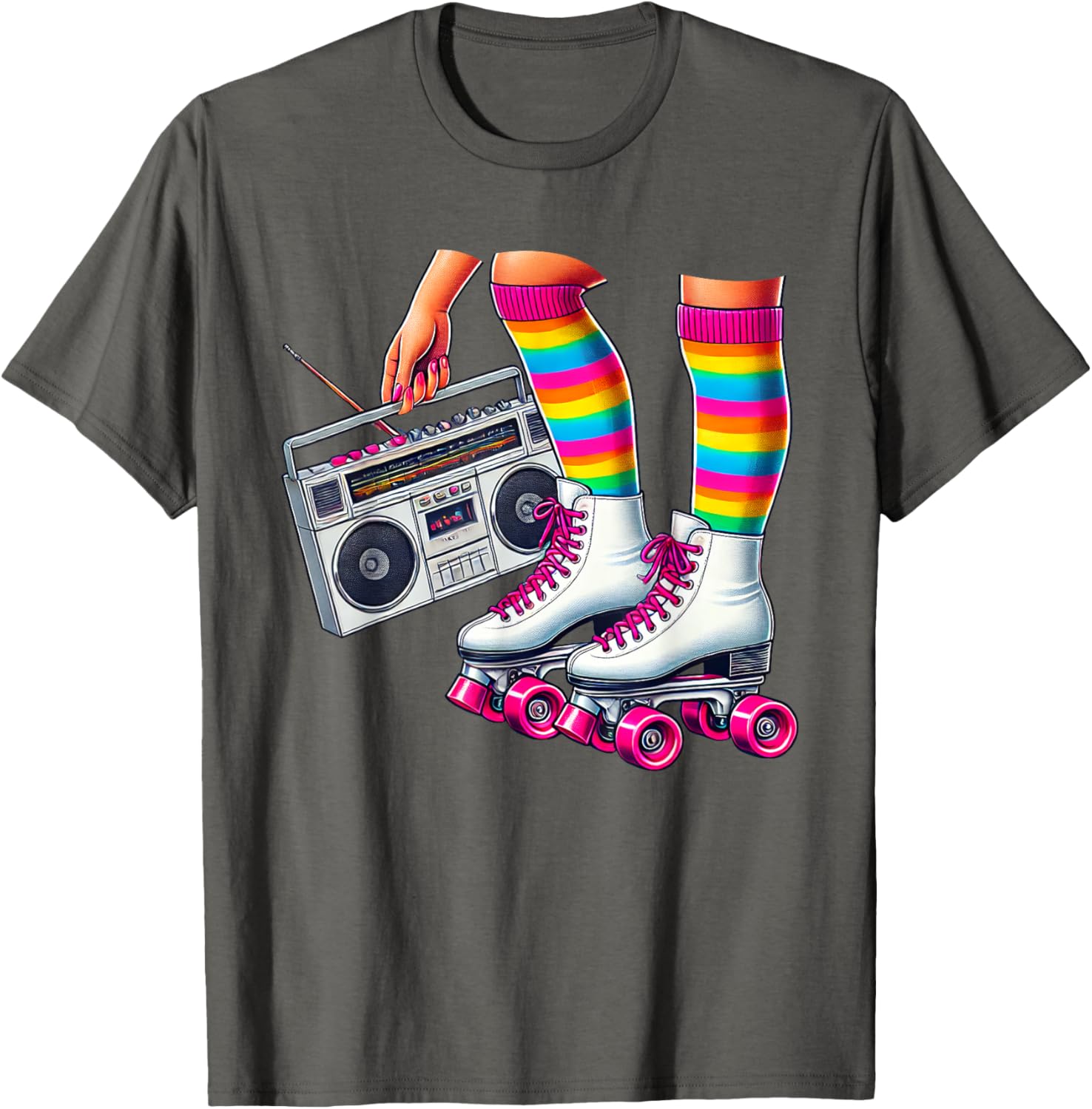 Funny 80s Roller Disco Skating Girl T-Shirt for Retro Fans - 24