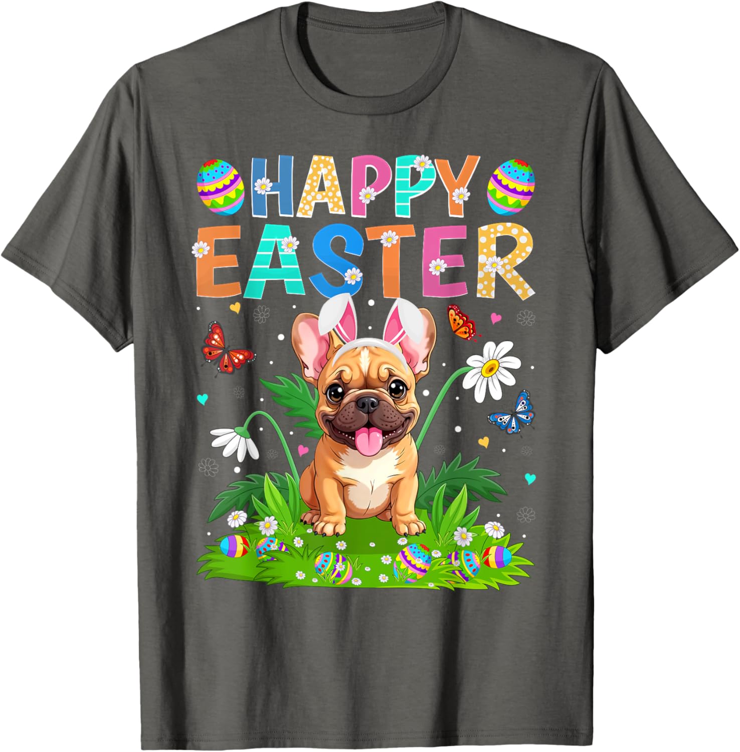 Happy Easter French Bulldog Bunny Ear Egg Hunt T-Shirt for Pet Lovers - 9
