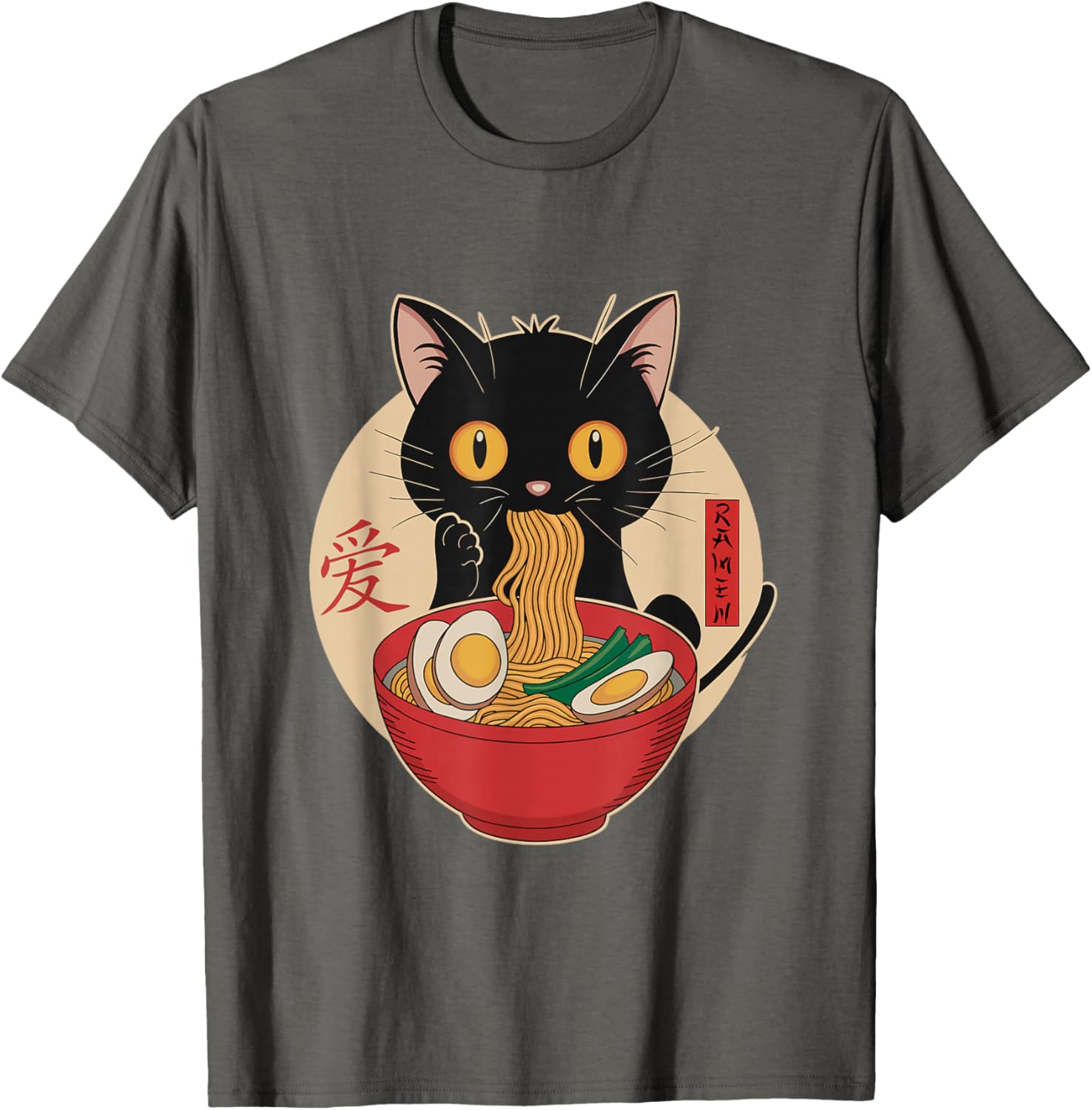 Cute Cat Eating Ramen Noodles Kawaii Anime T-Shirt for Cat Lovers - 26