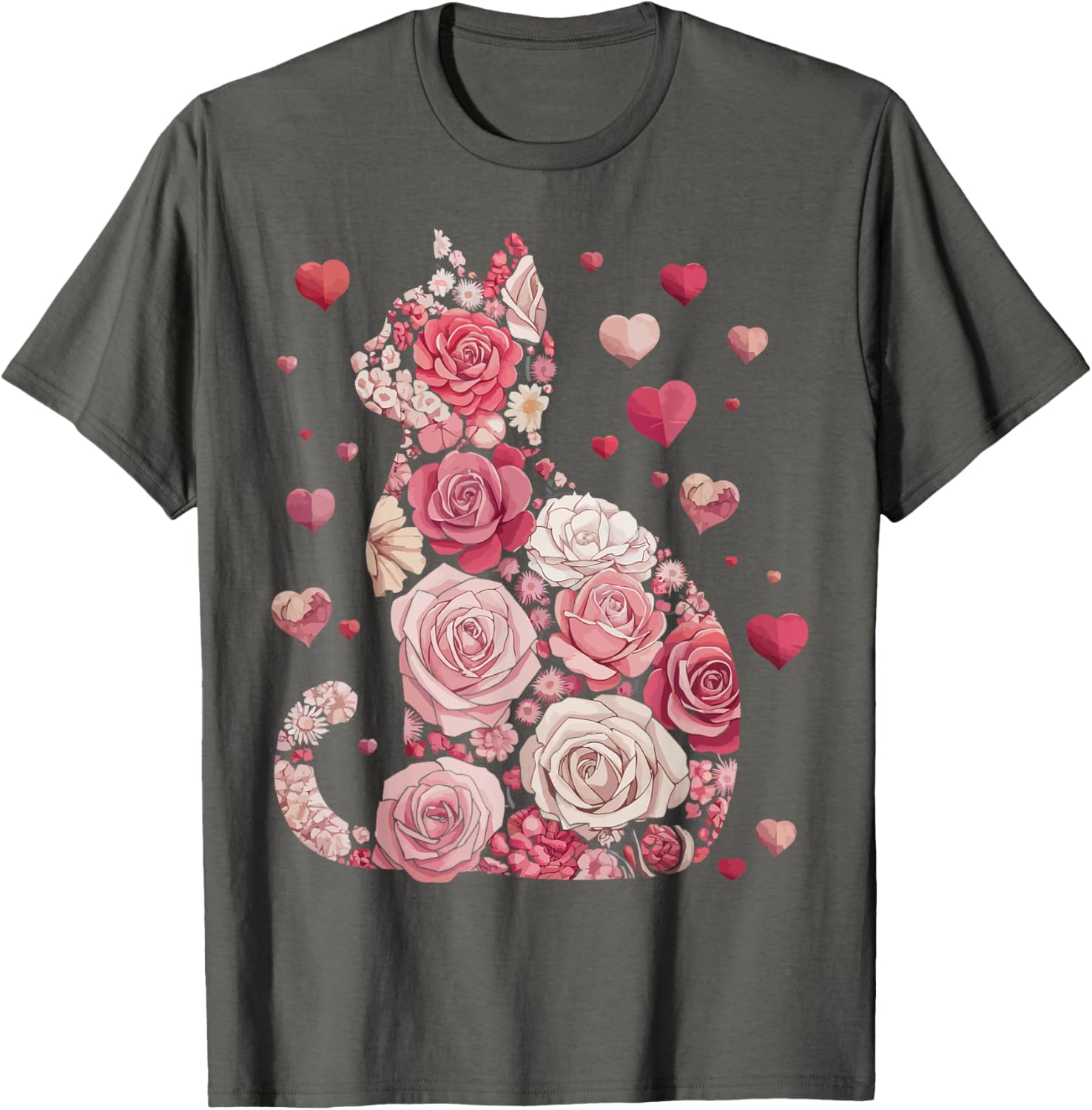Cute Happy Meowentine's Day Cat T-Shirt for Girls and Women - 1