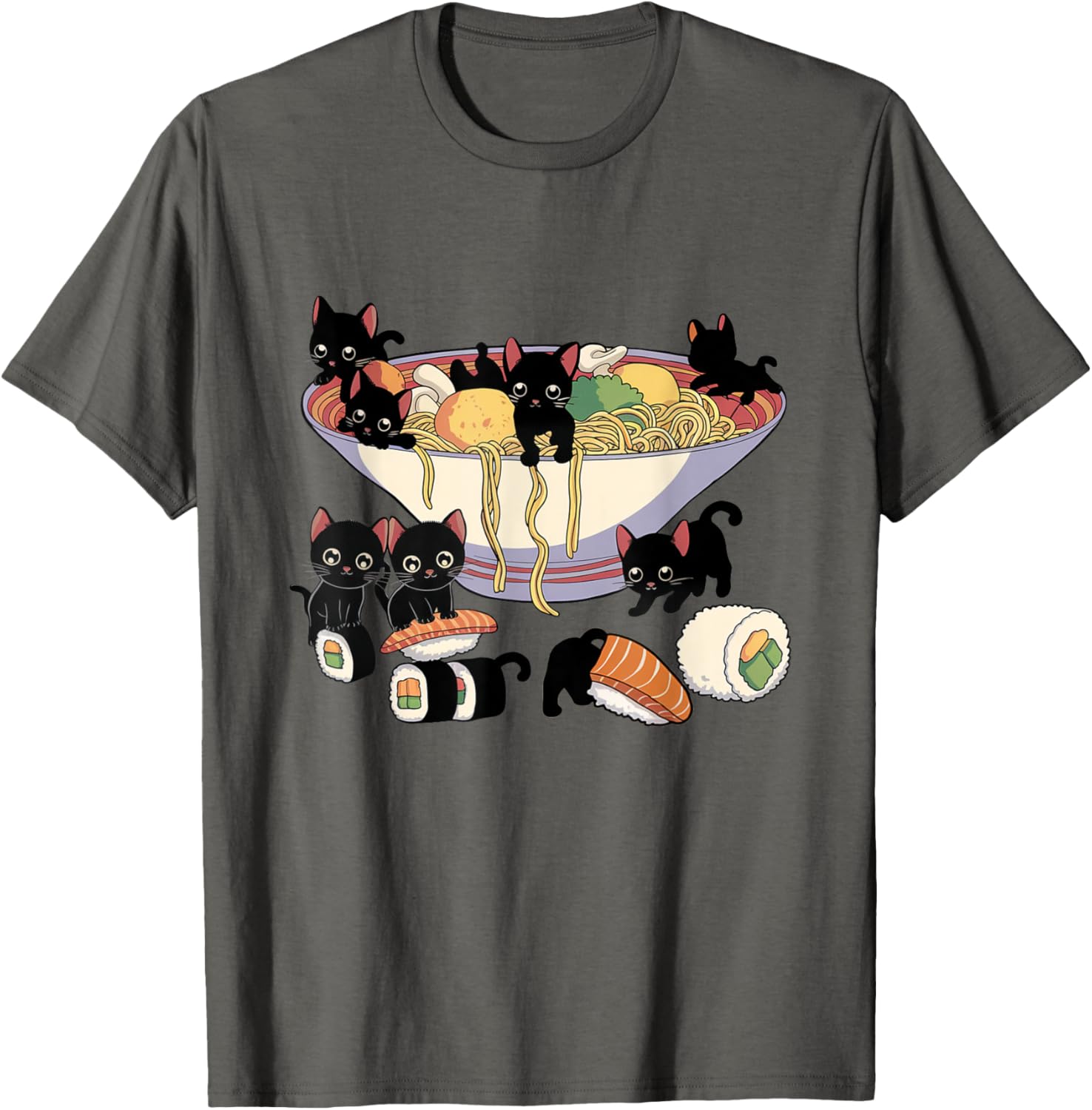 Cute Cat Ramen Sushi T-Shirt for Anime Lovers and Cat Enthusiasts - 26