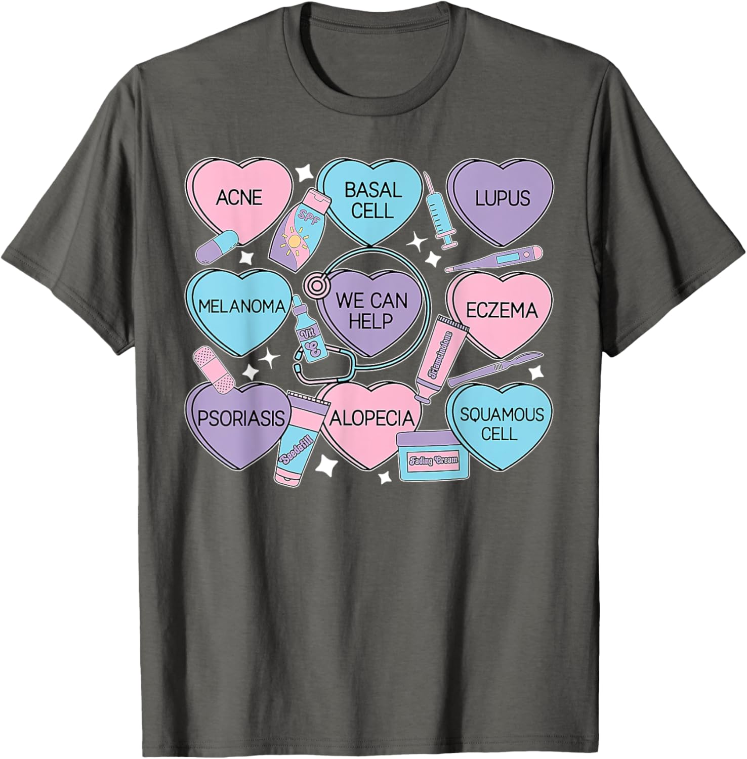 Retro Dermatology Candy Heart Shirt for Valentine's Day Gifts - 13