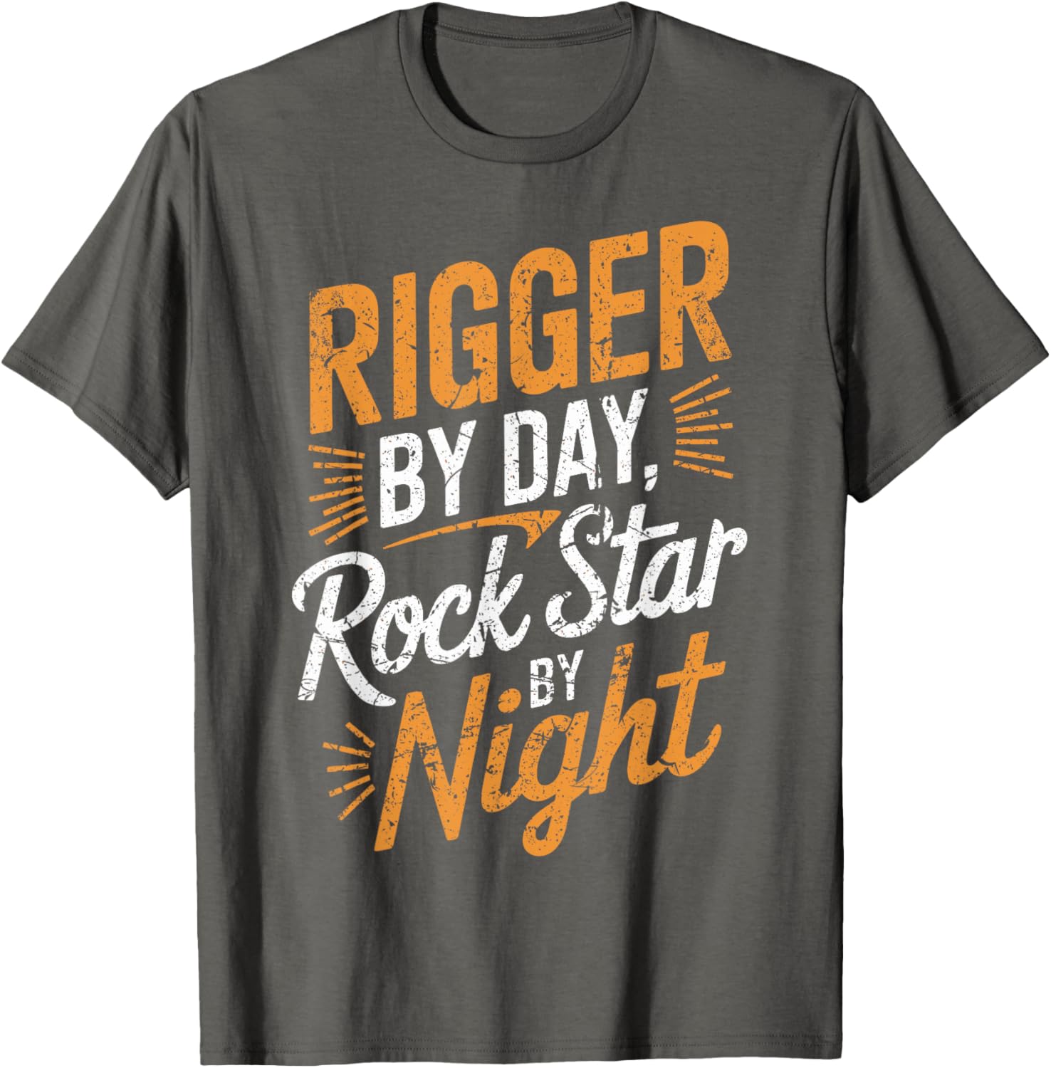 Funny Rigger by Day Rockstar by Night T-Shirt for Workers and Music Lovers - 1