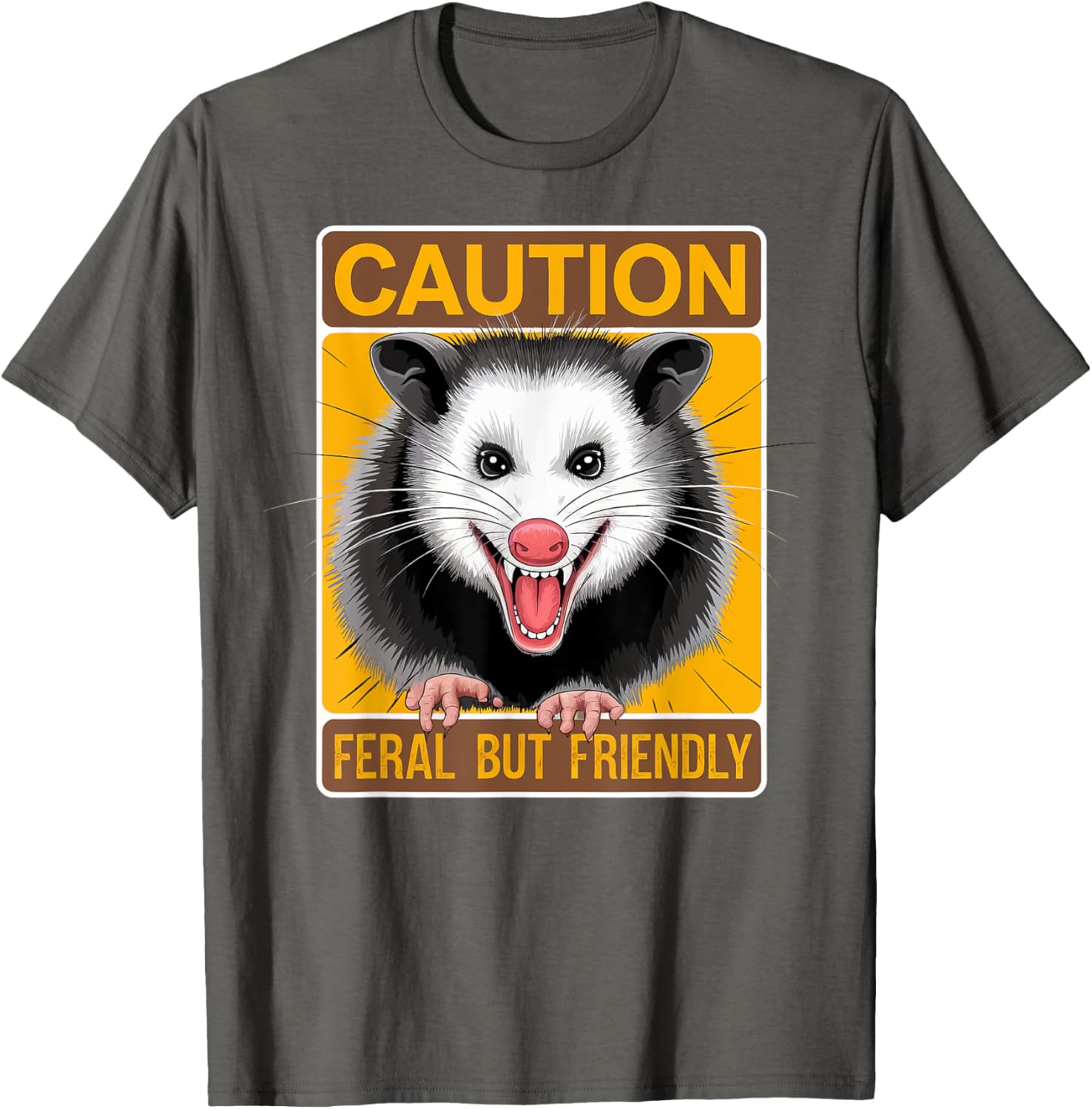 Caution Feral But Friendly Opossum T-Shirt for Animal Lovers - 3