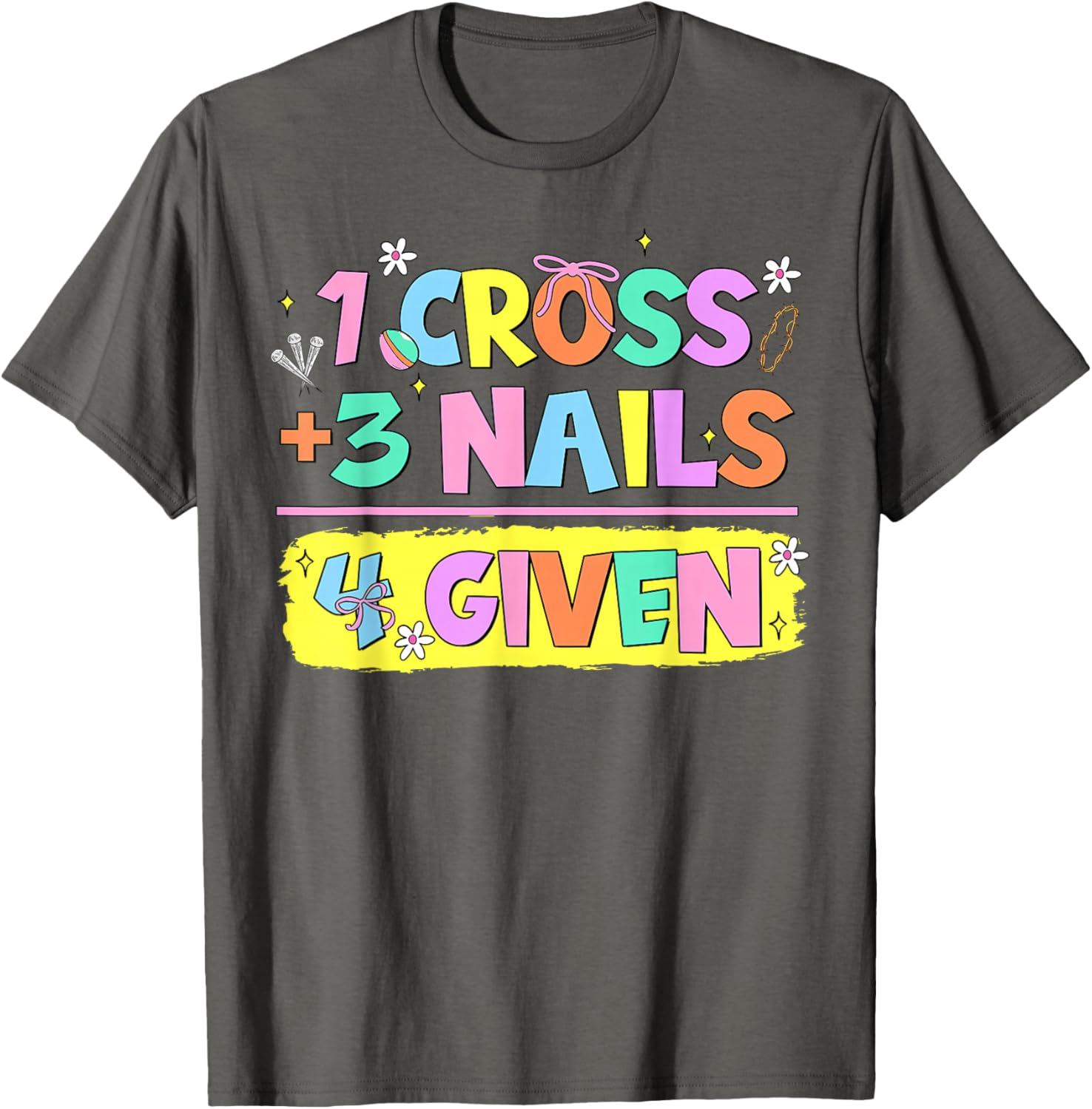 Happy Easter Christian T-Shirt with Cross and Nails Design for Believers - 7
