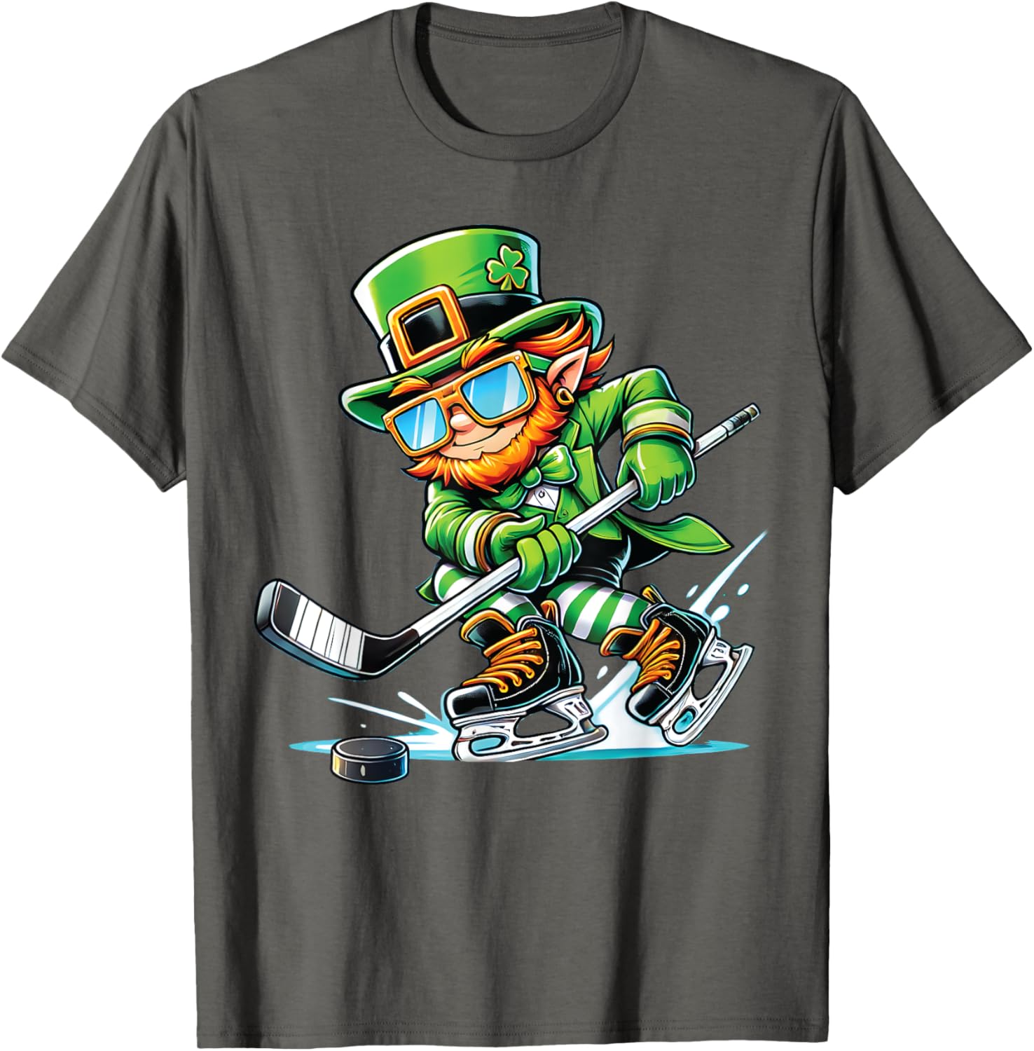 Leprechaun Ice Hockey T-Shirt Perfect for St Patrick's Day Fun - 1