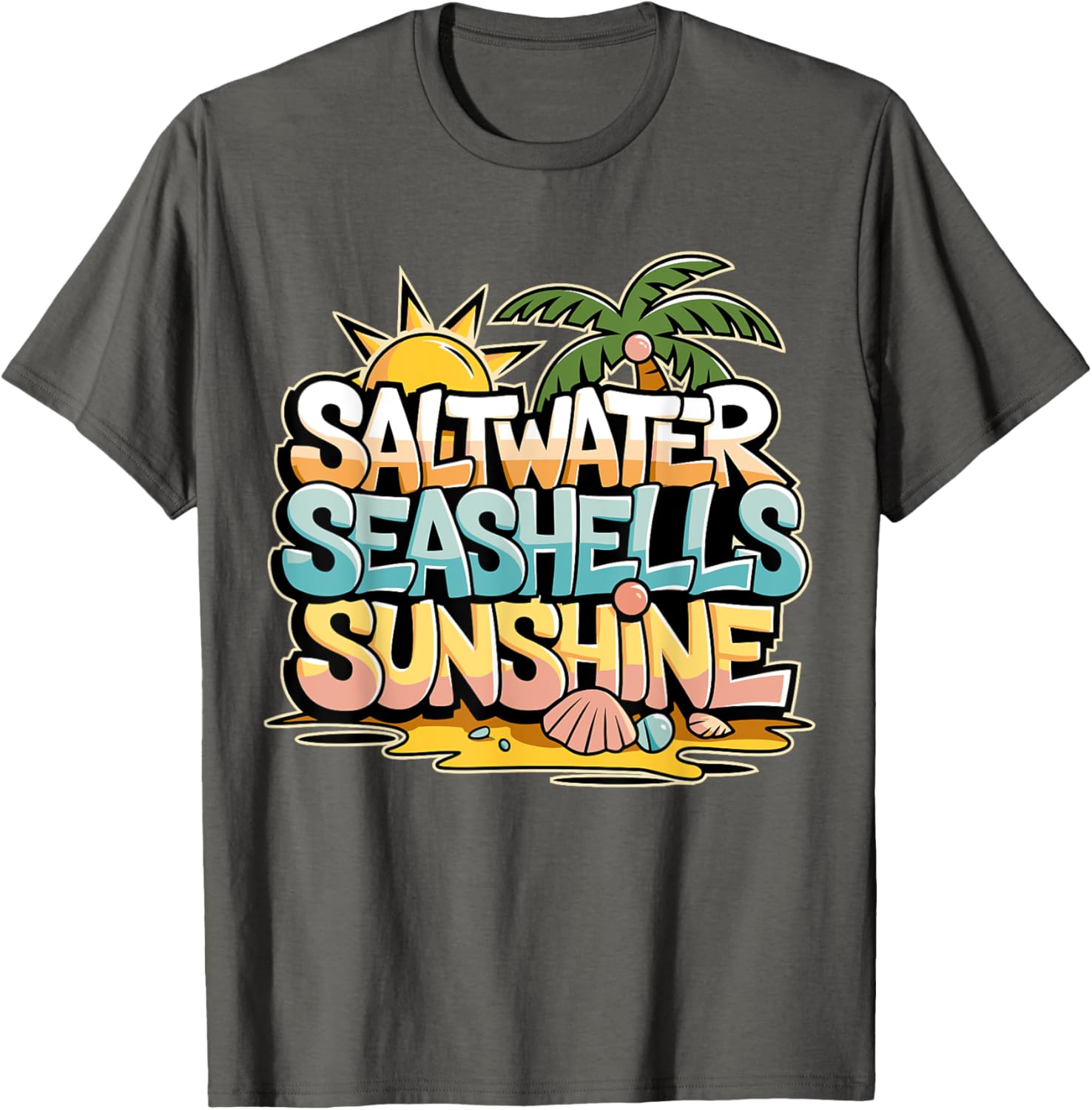 Funny Beach T-Shirt with Saltwater Seashells for Cruise Gifts - 14