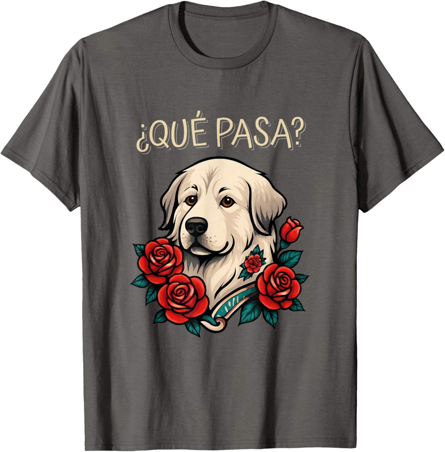 Great Pyrenees Roses Tattoo Style T-Shirt for Dog Lovers and Fashionistas - 4