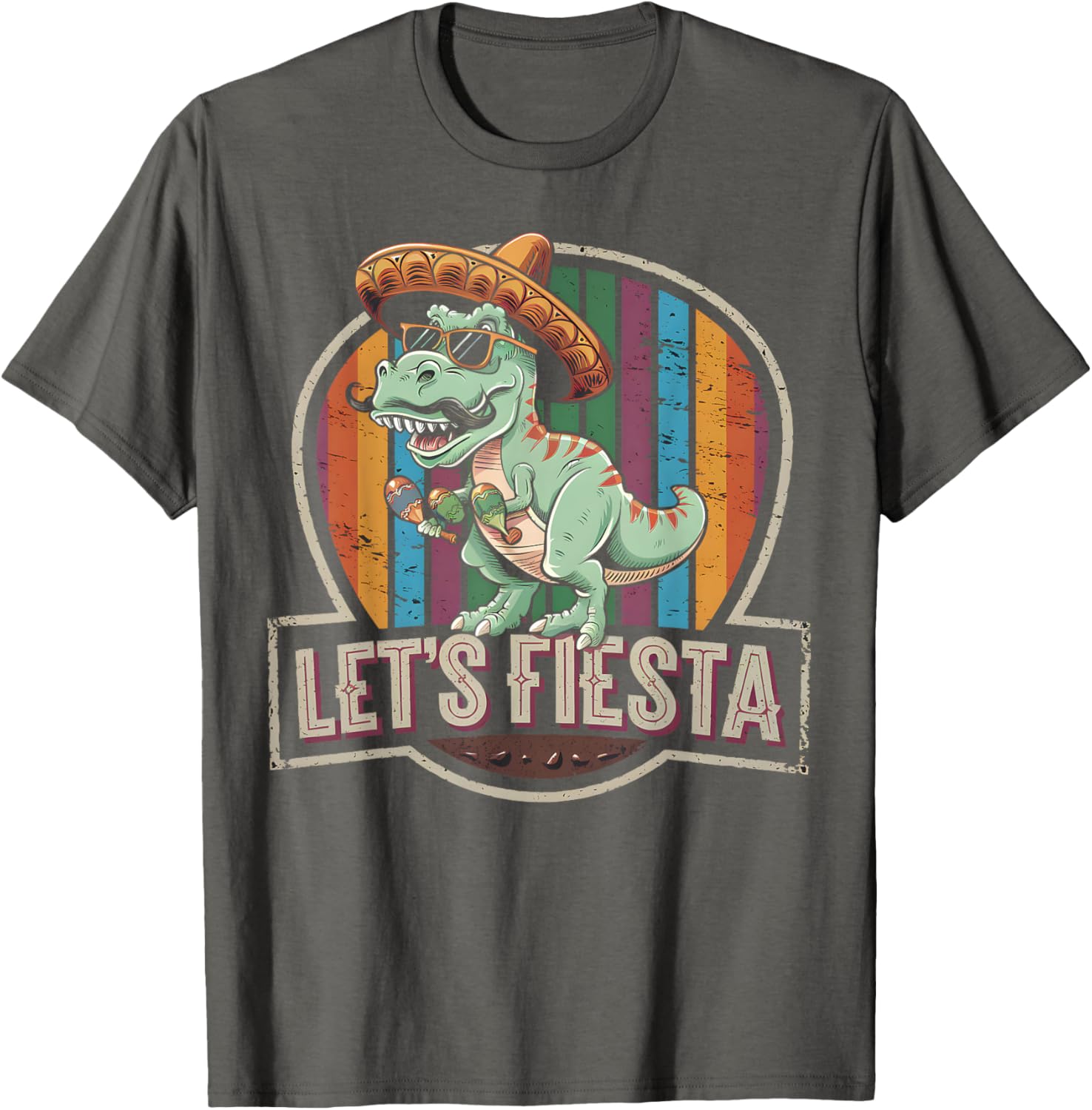 Cute Let's Fiesta Mexican Dino Trex T-Shirt for Toddler Boys - 1