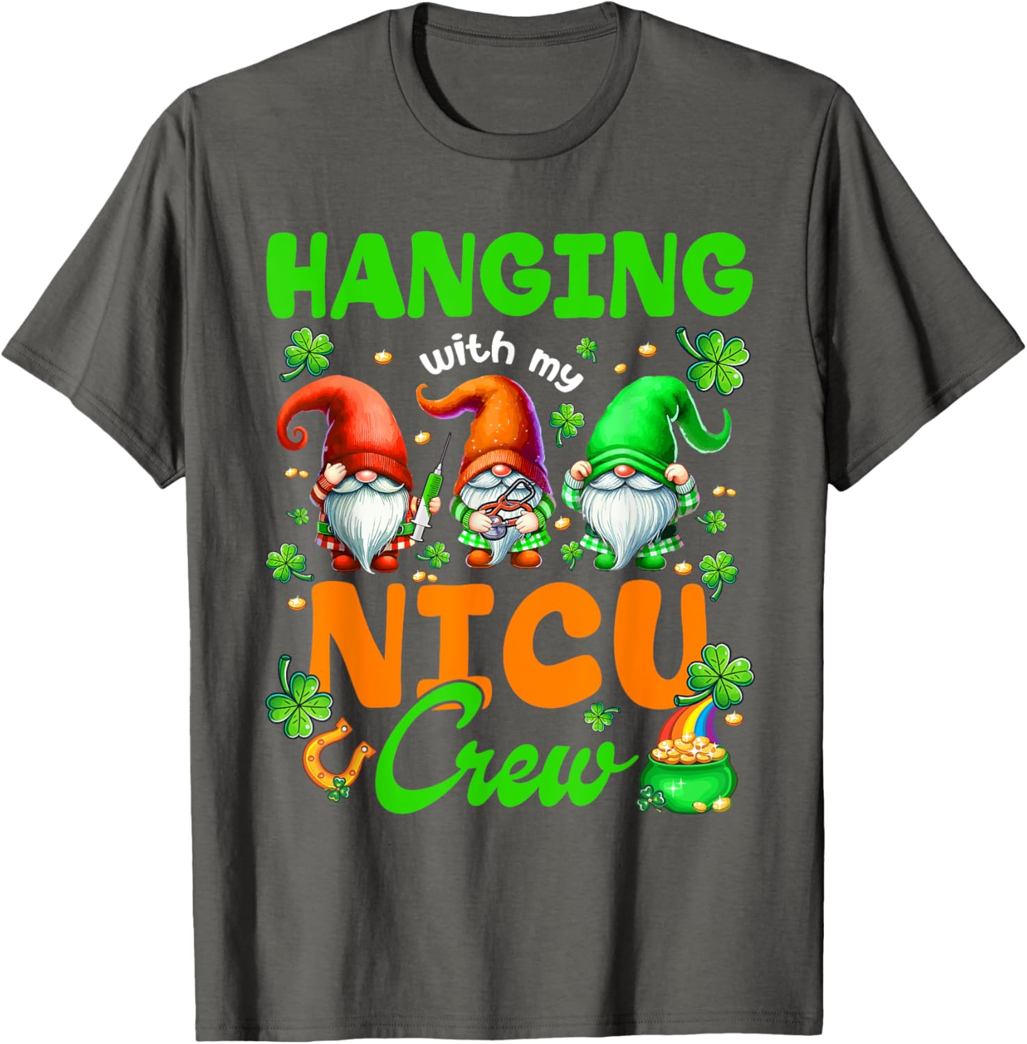 Adorable NICU Nurse Gnome St. Patrick's Day T-Shirt for Nurses and Friends - 9