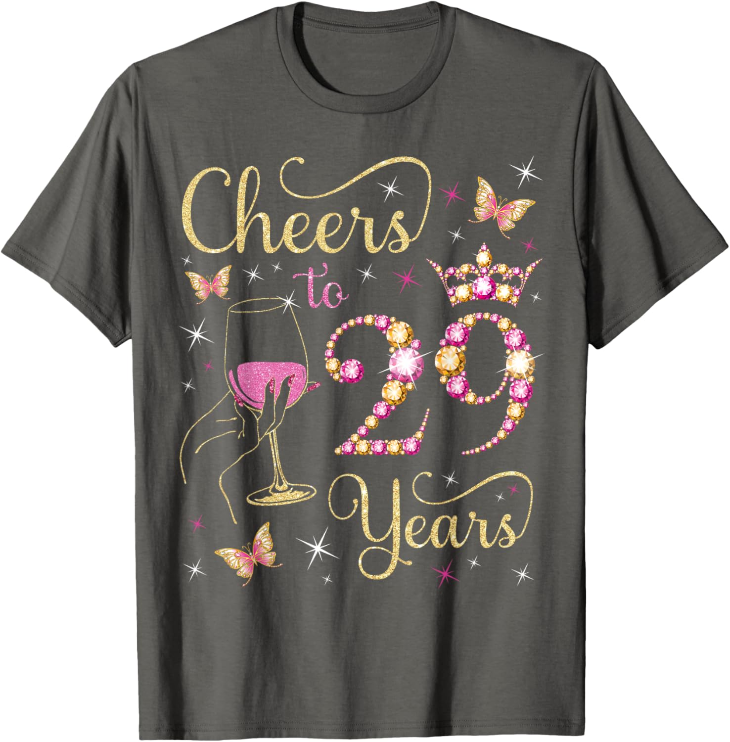 Cheers to 29 Years Birthday Queen T-Shirt Perfect for 29th Celebration - 5
