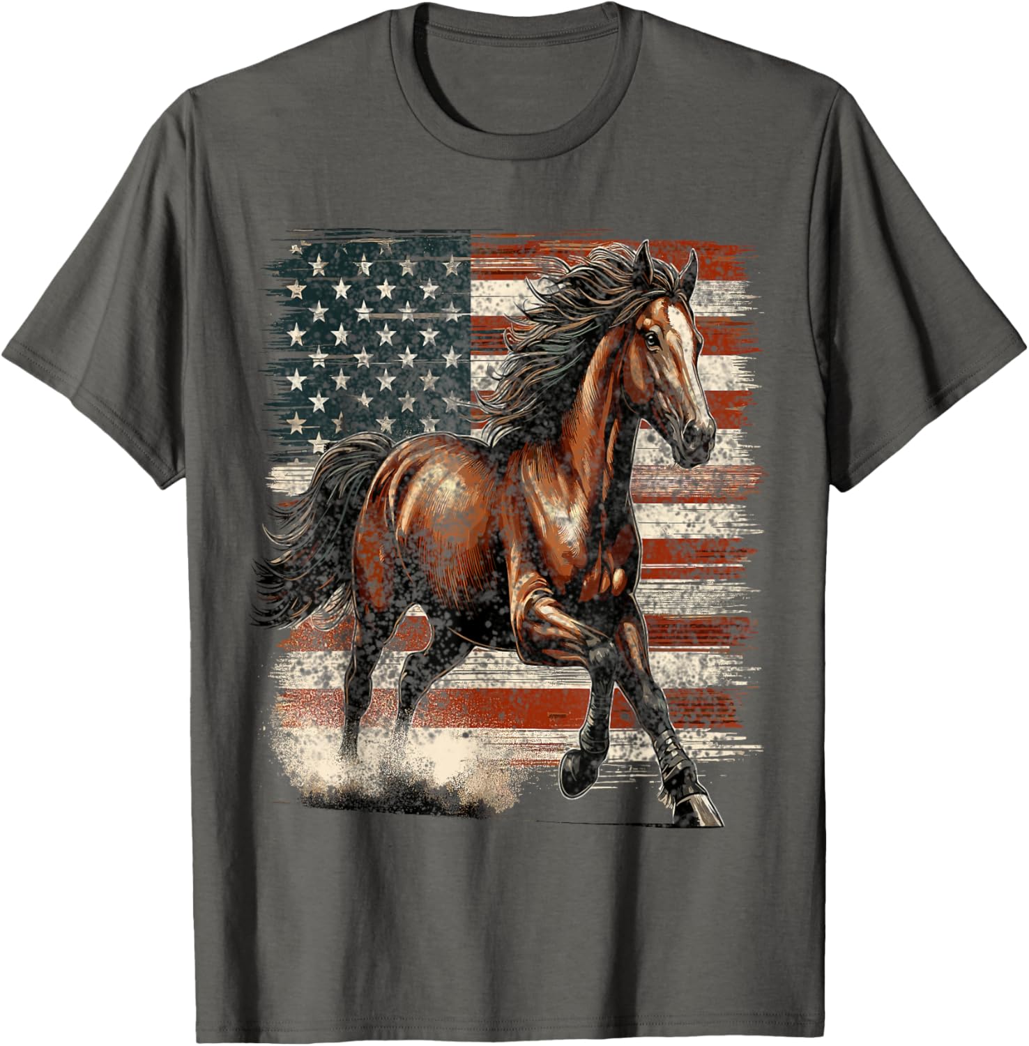 Patriotic Horse American Flag T-Shirt Perfect for 4th of July Celebrations - 9