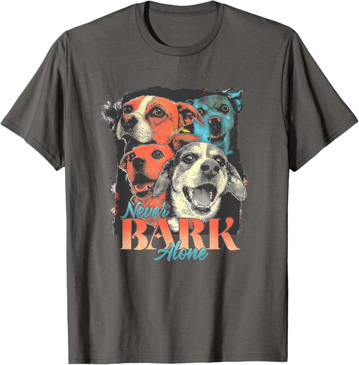 Funny Retro Beagle Graphic T-Shirt - Never Bark Alone Dog Lover Gift - 3