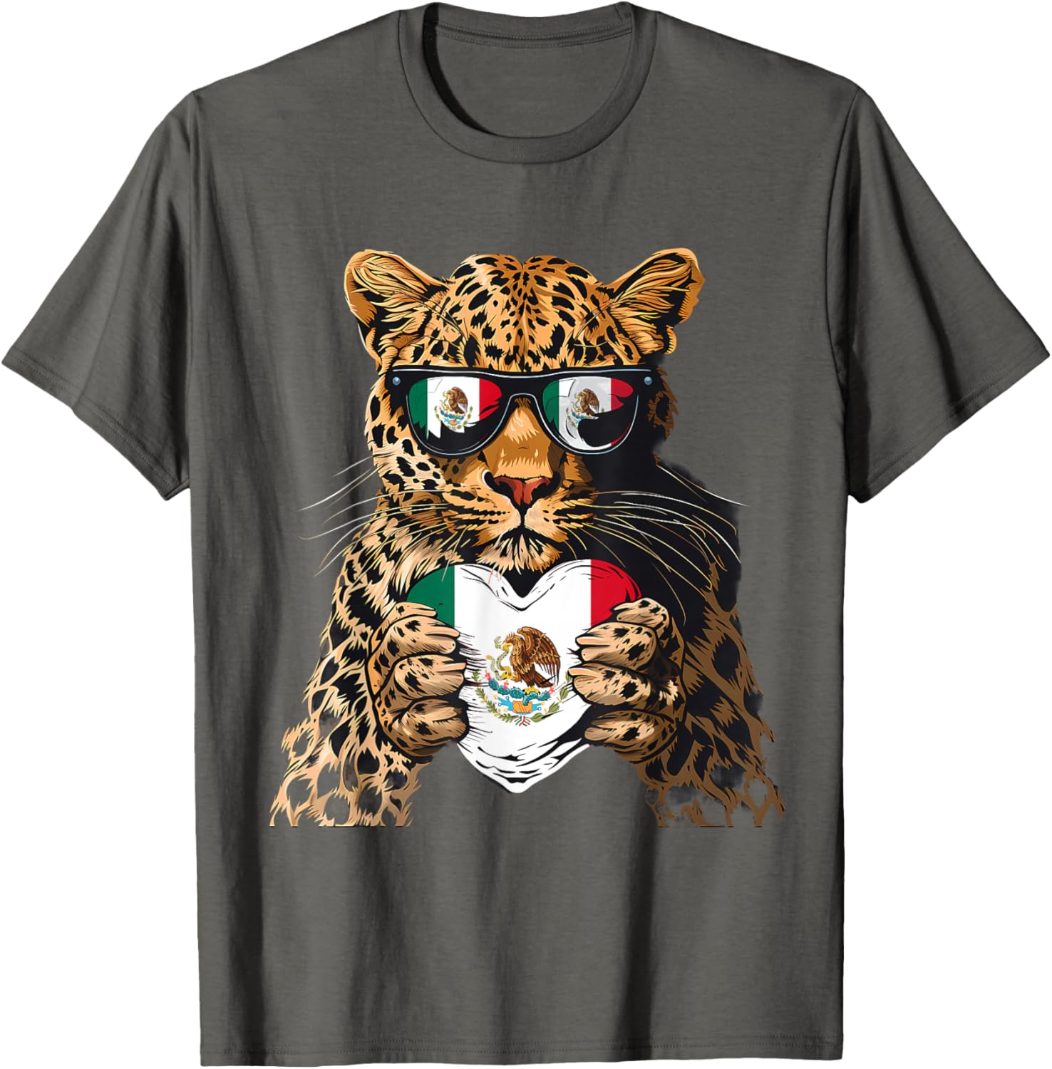 Mexico Flag Heart Leopard Sunglasses T-Shirt for Proud Mexican Roots - 17