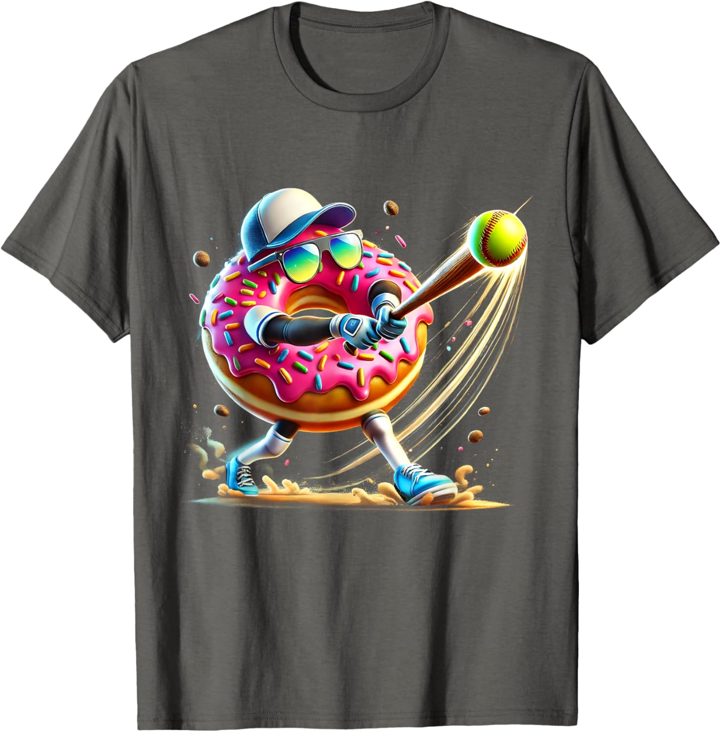 Donut Lover Softball Player T-Shirt Fun Sports Tee for All Ages - 2
