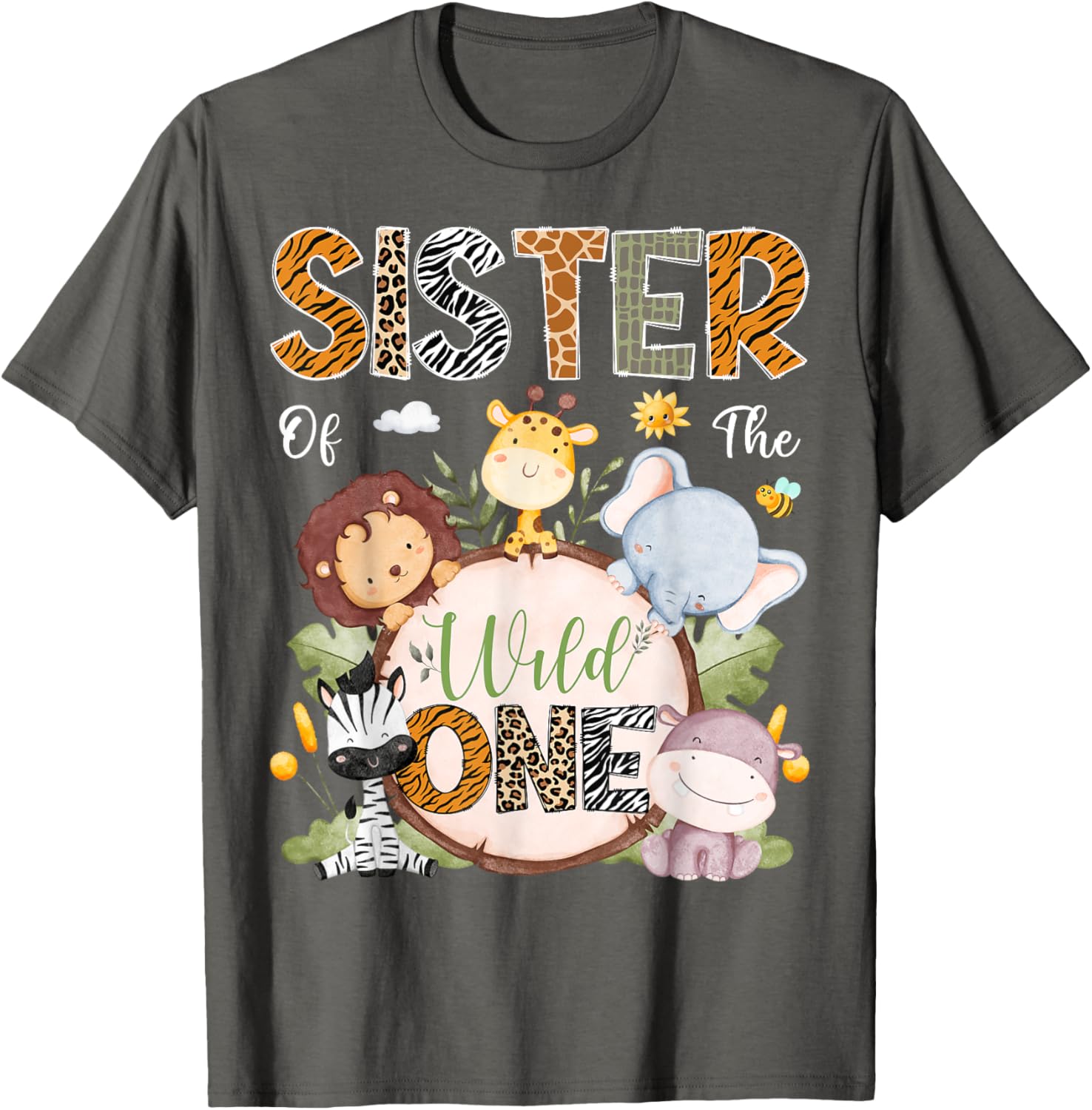 Sister of the Wild One 1st Birthday Safari Jungle Animals T-Shirt - 3