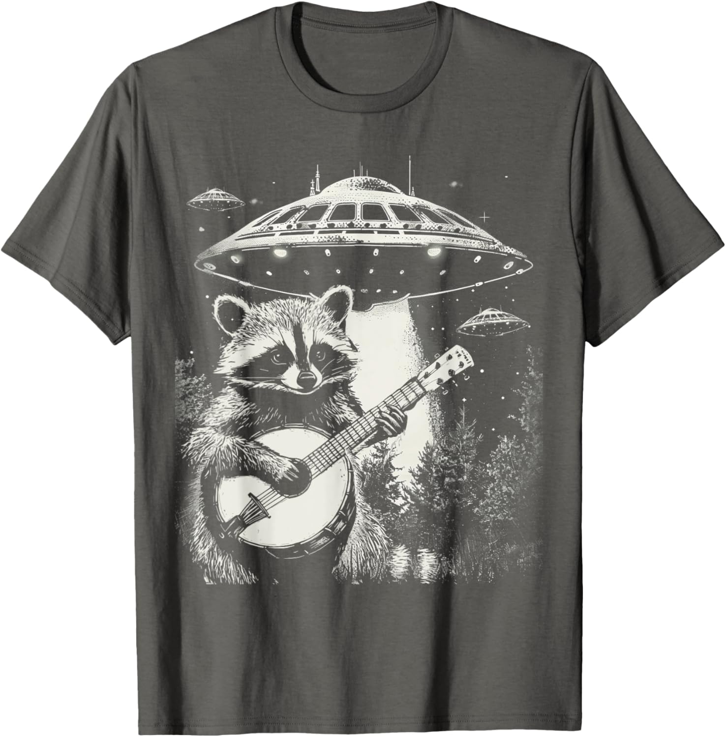 Funny Vintage Raccoon Banjo Alien T-Shirt for Unique Style Lovers - 9