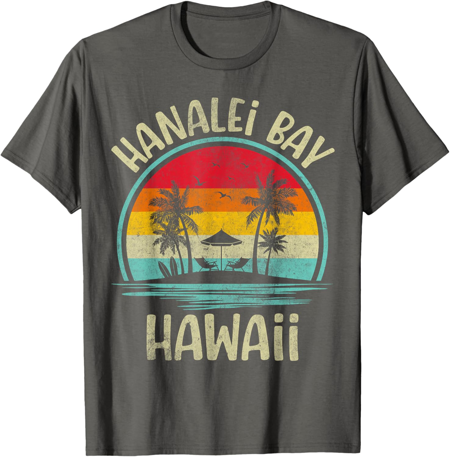 Hanalei Bay Beach Hawaii Palm Tree Family Summer Vacation T-Shirt - 18