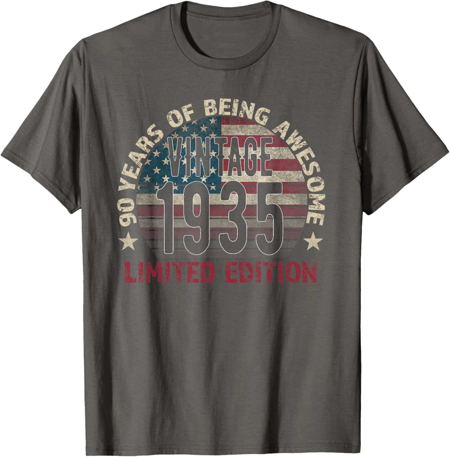 Vintage 90th Birthday T-Shirt for Men Born in 1935 Celebrating 90 Years - 1