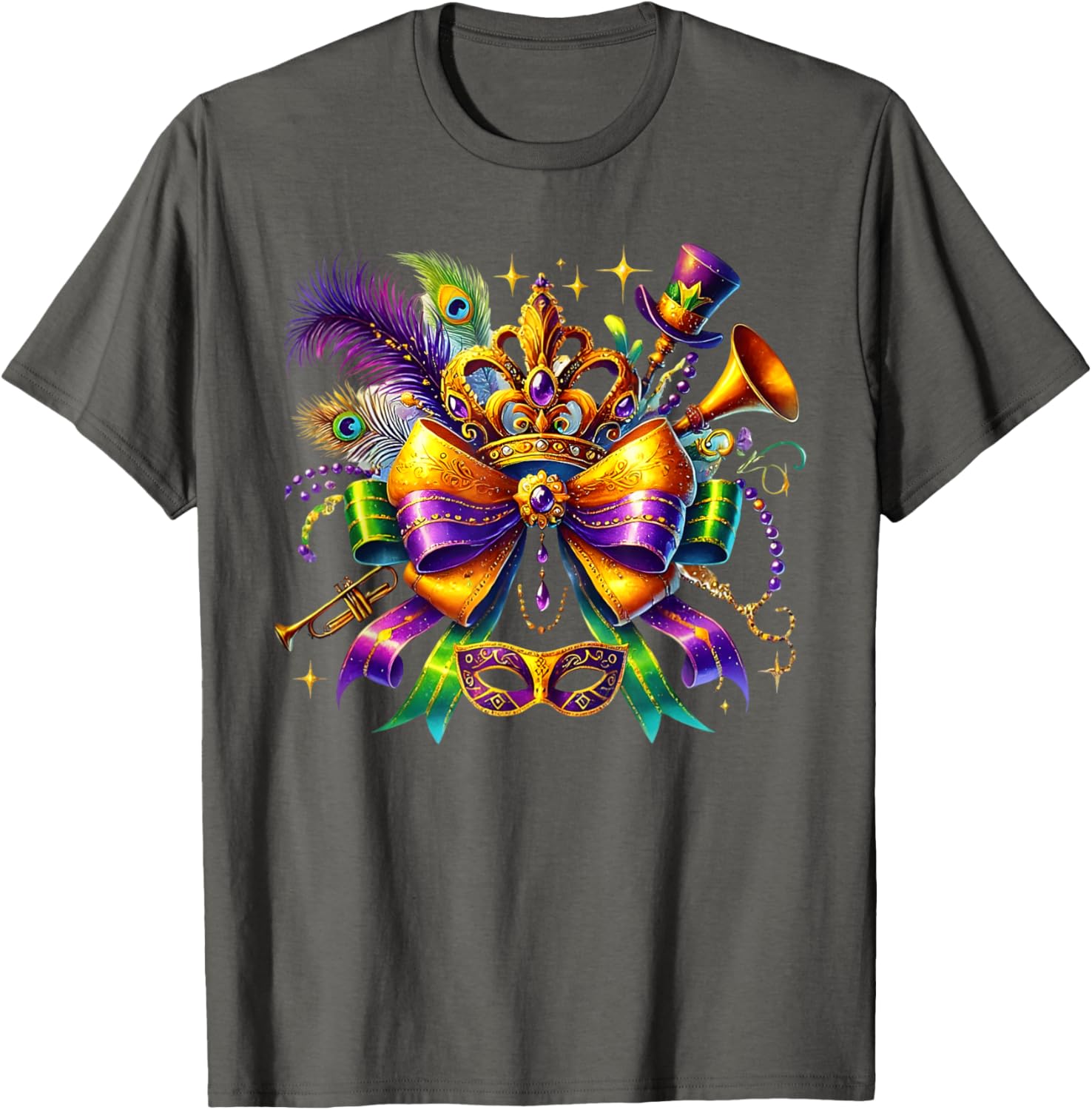 Mardi Gras Coquette Bow T-Shirt for Women and Girls - Festive Style - 11