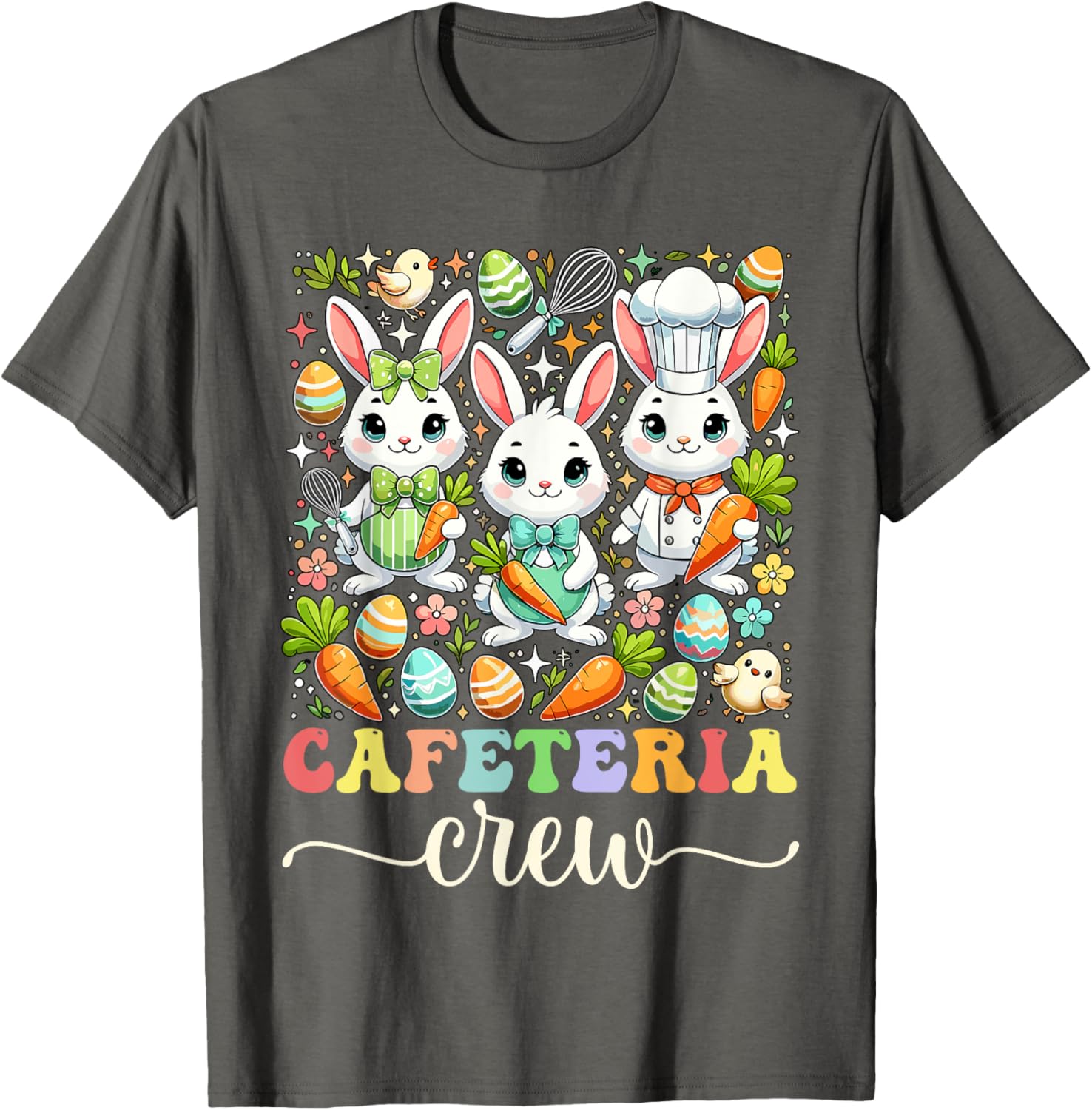 Groovy Cafeteria Crew Easter Bunny T-Shirt for School Workers - 2