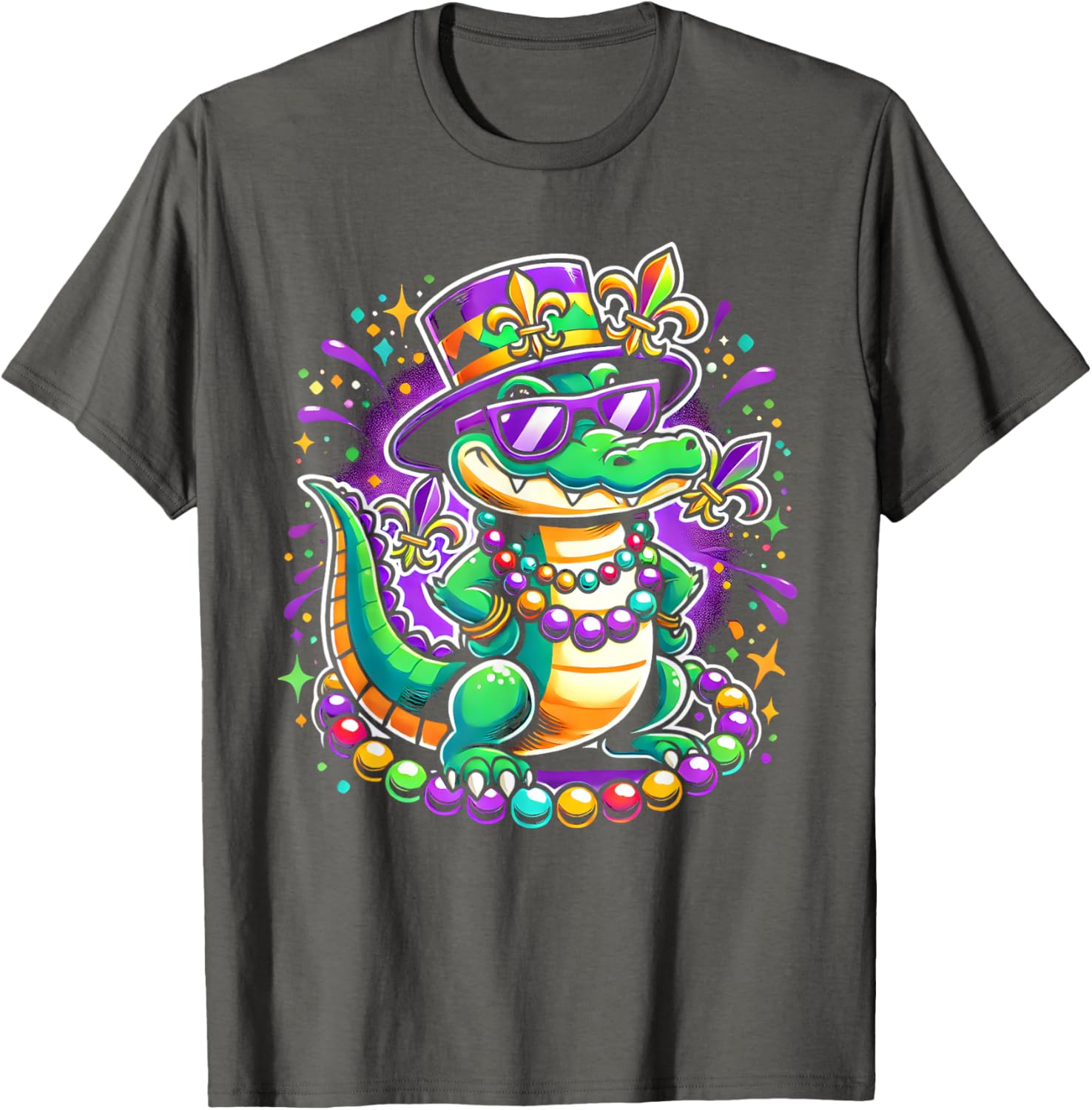 Mardigator Mardi Gras Alligator T-Shirt for Men and Women - 4