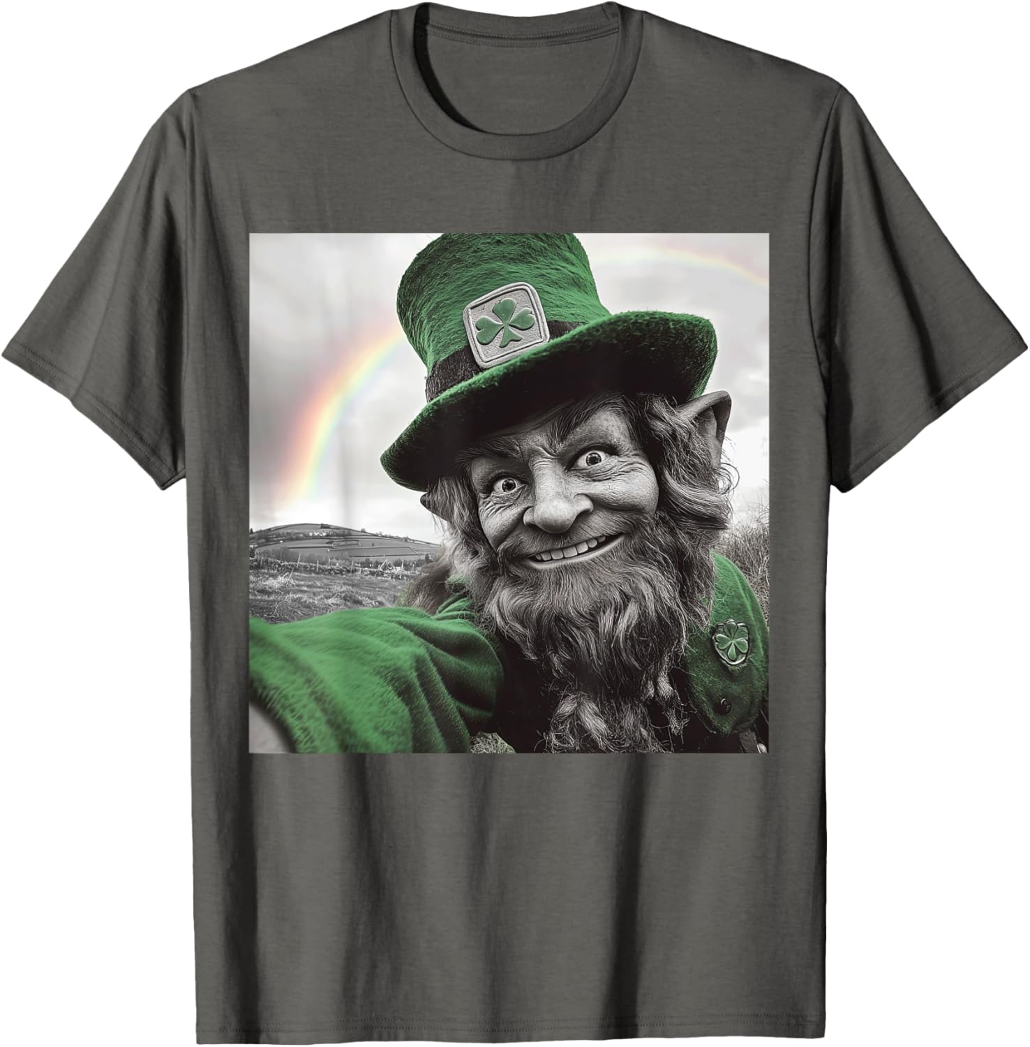 Funny St Patricks Day Rainbow Leprechaun Selfie T-Shirt for Festive Fun - 15