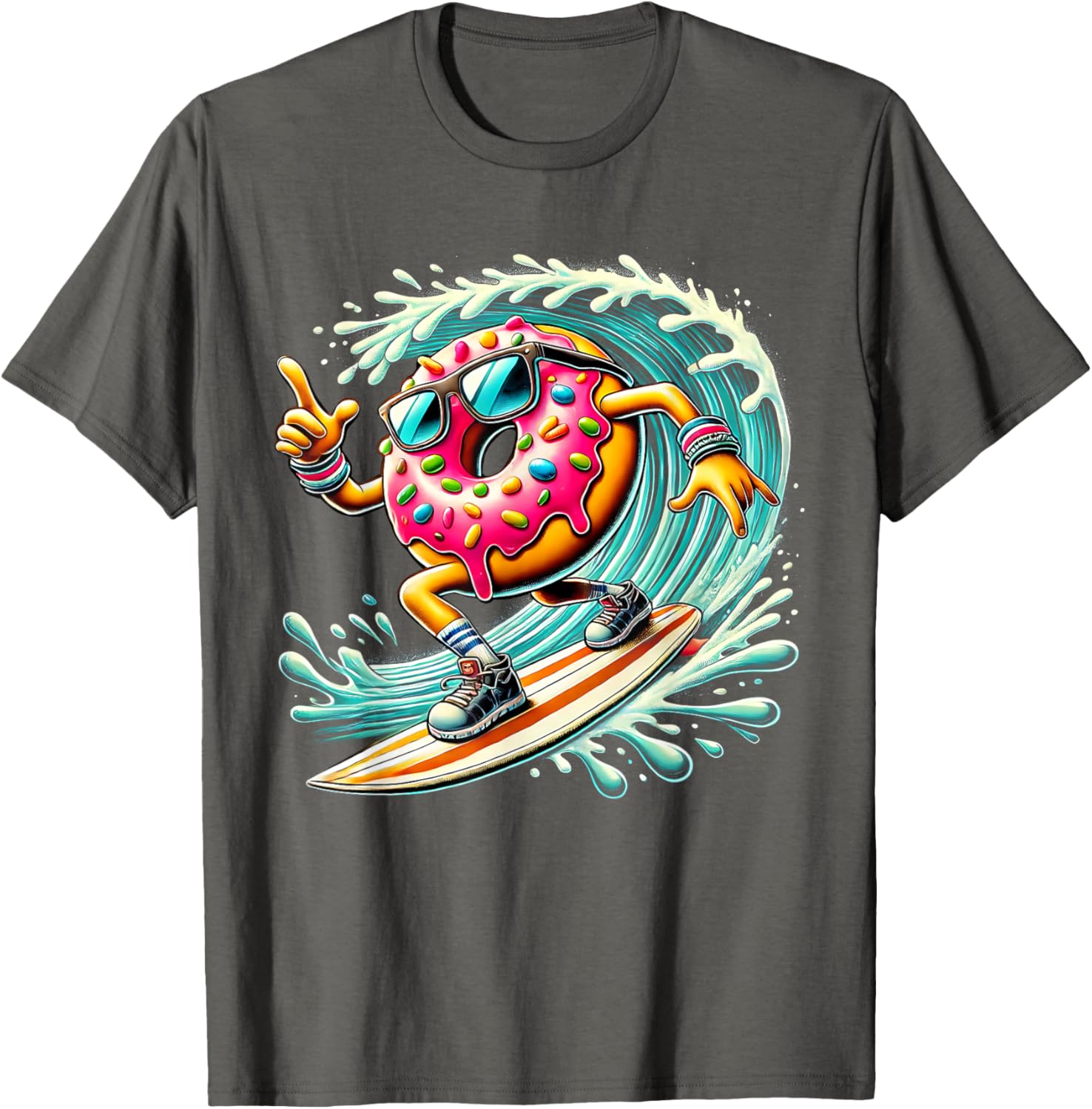 Donut Surfing T-Shirt for Surfboard Lovers - Fun Surf Style Apparel - 15