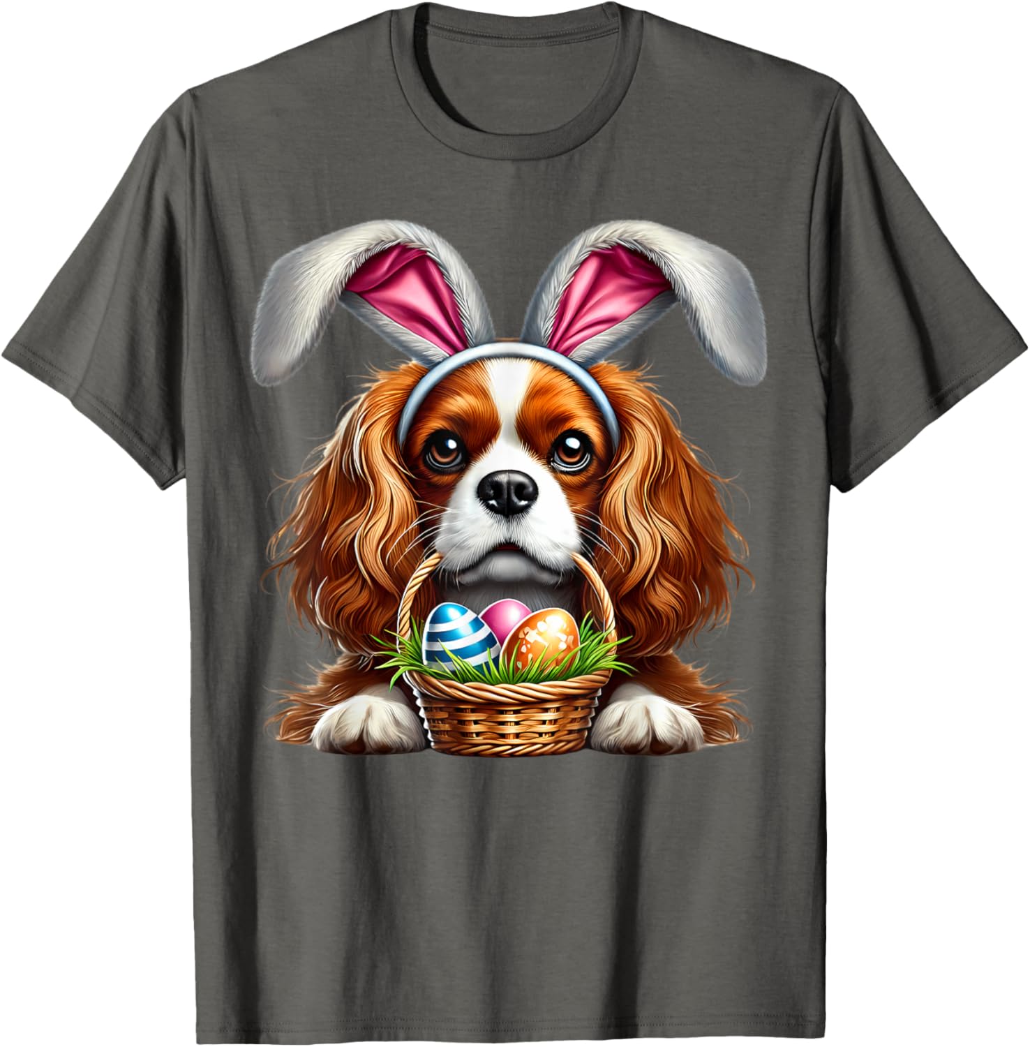 Cute Bunny Ear Cavalier King Charles Spaniel Easter Eggs T-Shirt - 7
