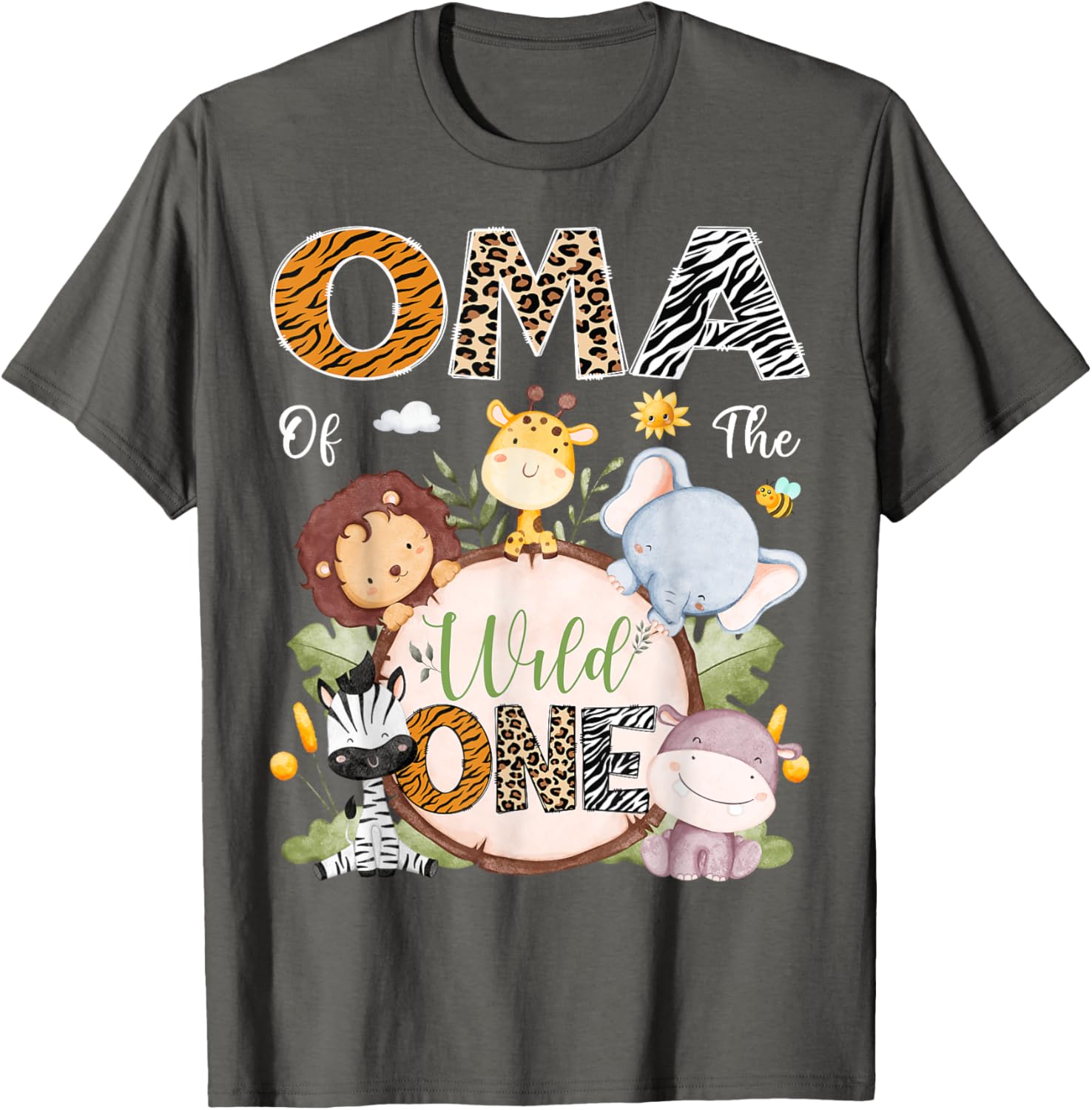 Oma Of The Wild One First Birthday Safari Jungle Animals T-Shirt - 16